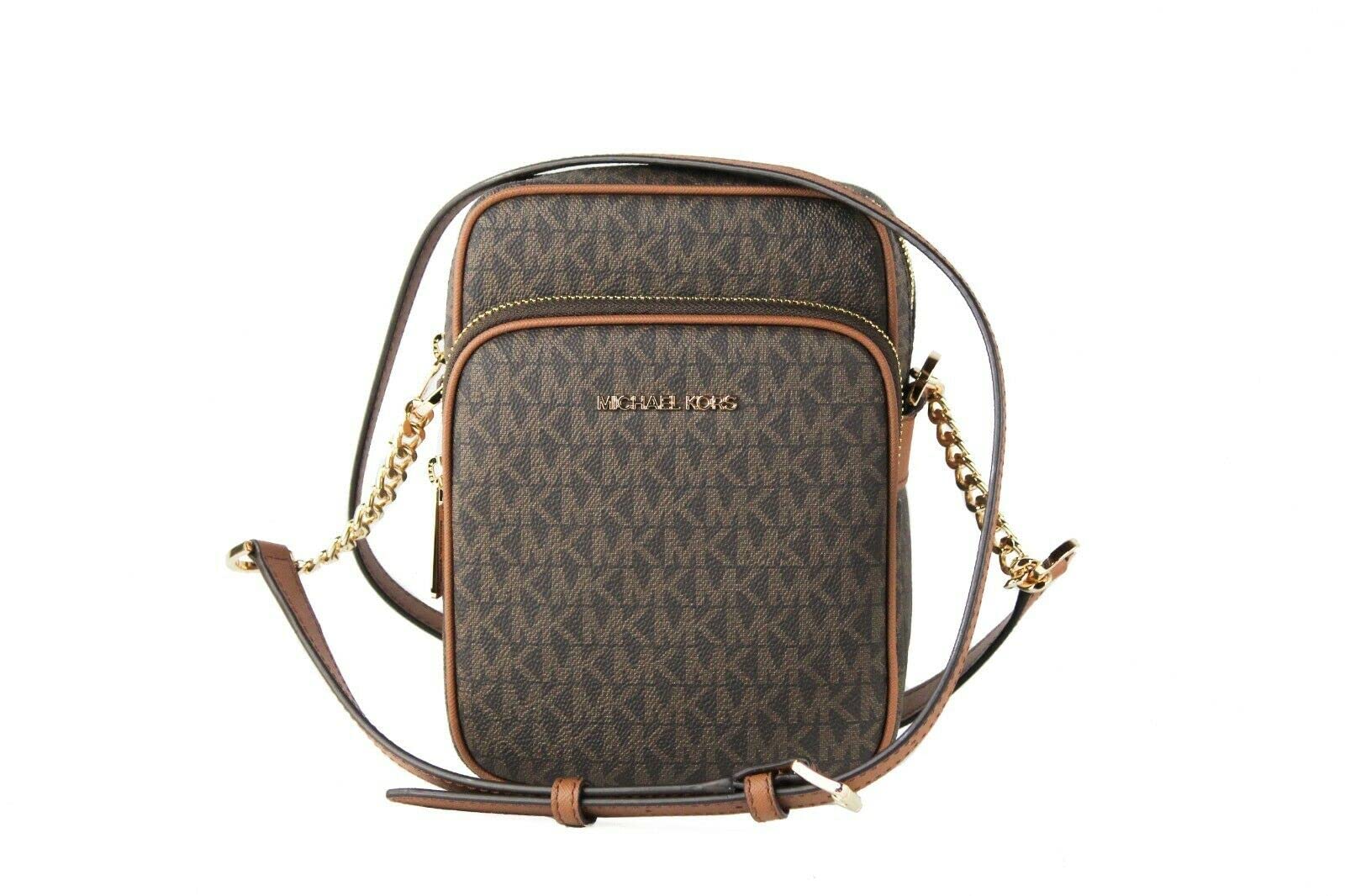 Michael Kors Jet Set Travel Signature Medium Logo Chain Crossbody Flight Bag