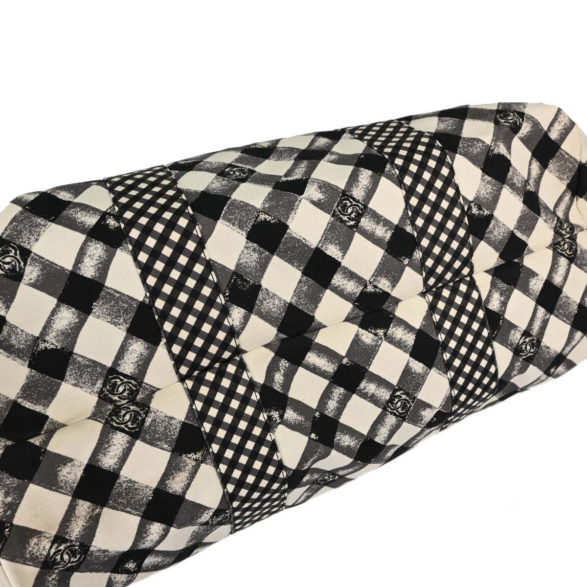 Chanel Weekender Gingham Print Canvas Black Canvas Tote Bag Bag (Pre-Owned)