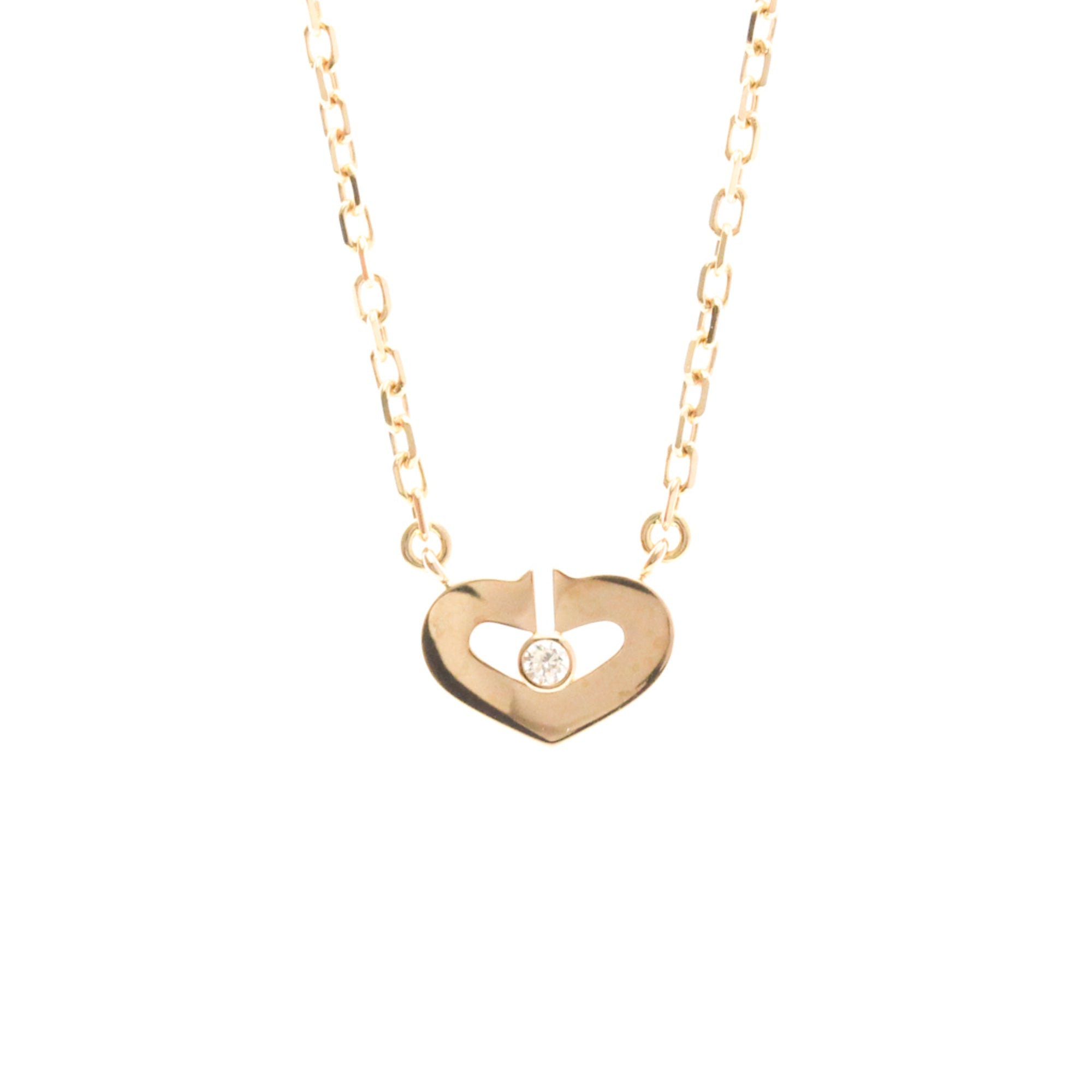 Cartier C Heart De Cartier Pendant 18K Rose Gold With Diamond Gold Pink_Gold Necklace Jewelry (Pre-Owned)