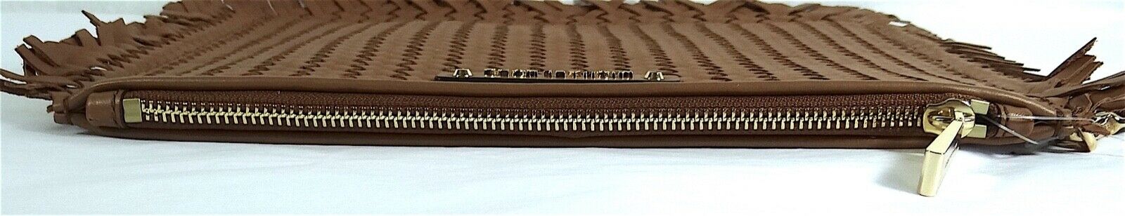 Michael Kors Jet Set Woven Leather Large Zip Pouch Clutch Wristlet&Gift Box