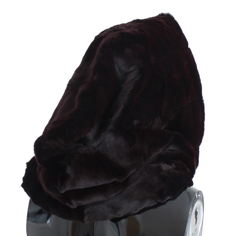 Dolce & Gabbana Purple Weasel Fur Crochet Hood Scarf Women's Hat