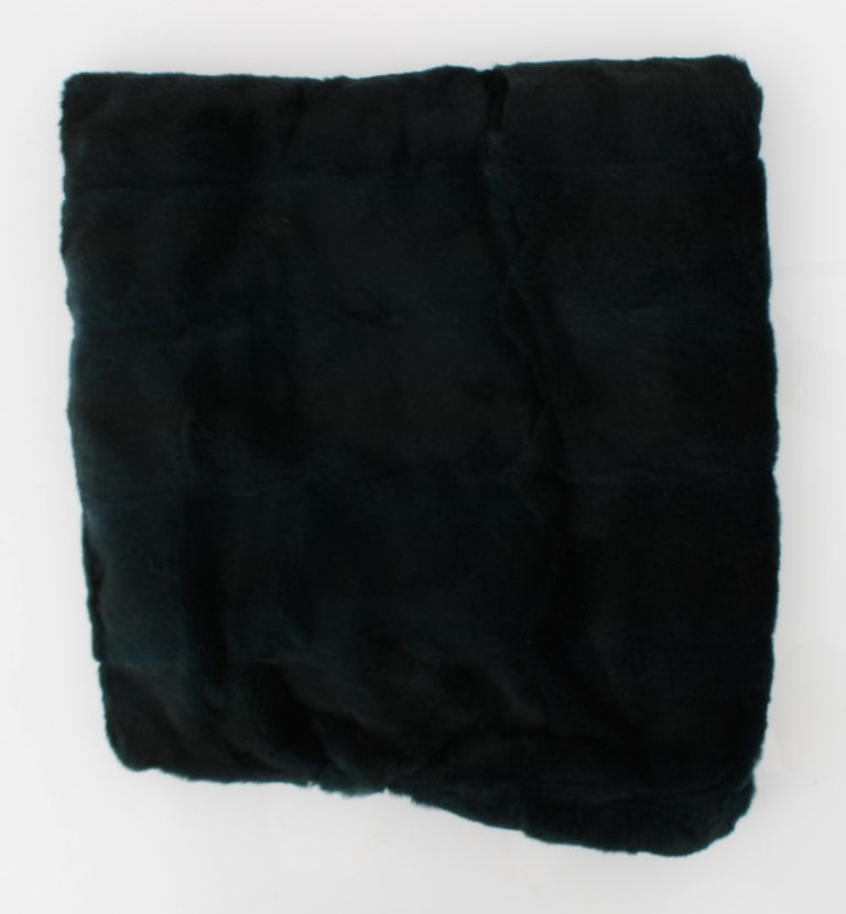 Dolce & Gabbana Green Weasel Fur Crochet Hood Scarf Women's Hat