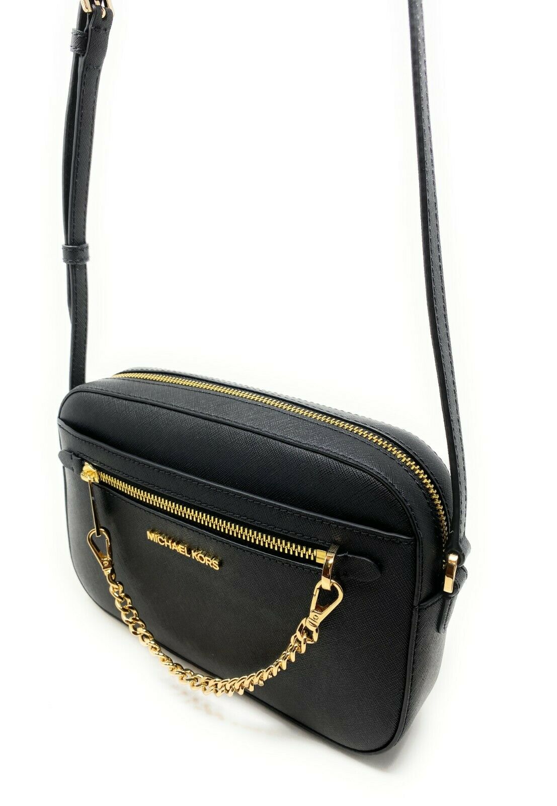 MICHAEL KORS Jet Set Zip Chain Large Saffiano Leather Crossbody Bag
