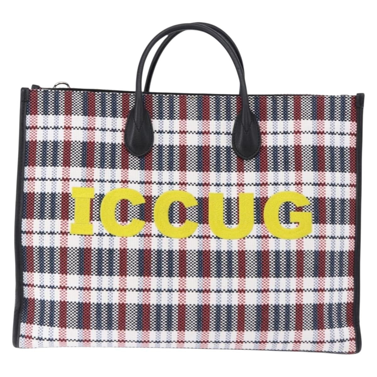 Gucci Iccug Tote Embroidered Faux Raffia Multicolour Canvas Tote Bag Bag (Pre-Owned)