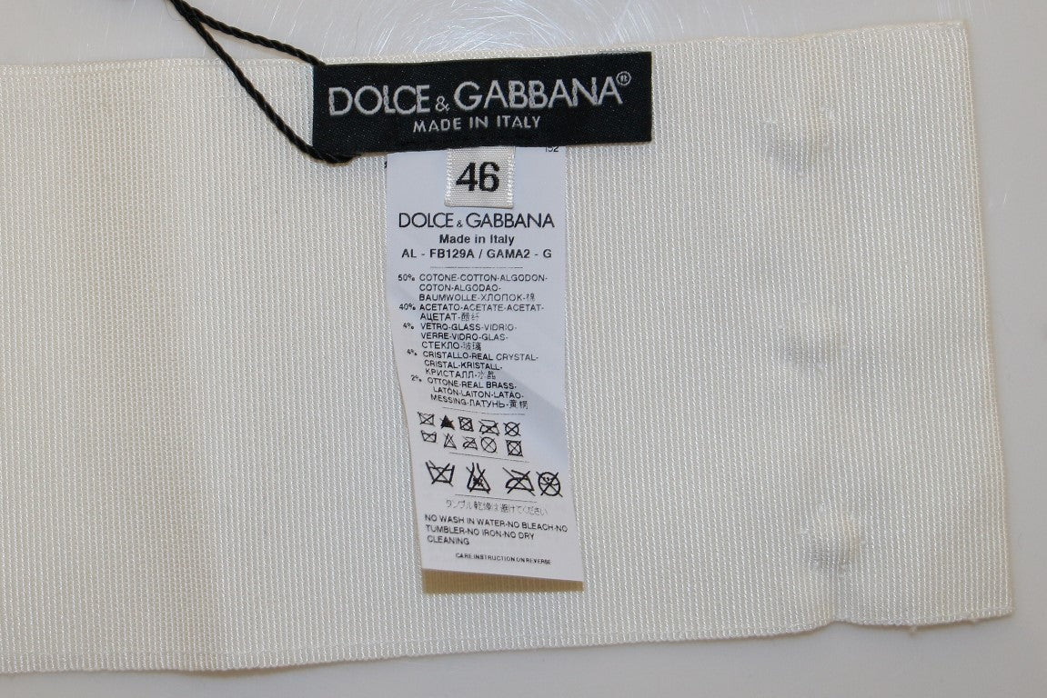 Dolce & Gabbana White Crystal Brass Wide Waist Runway Women's Belt