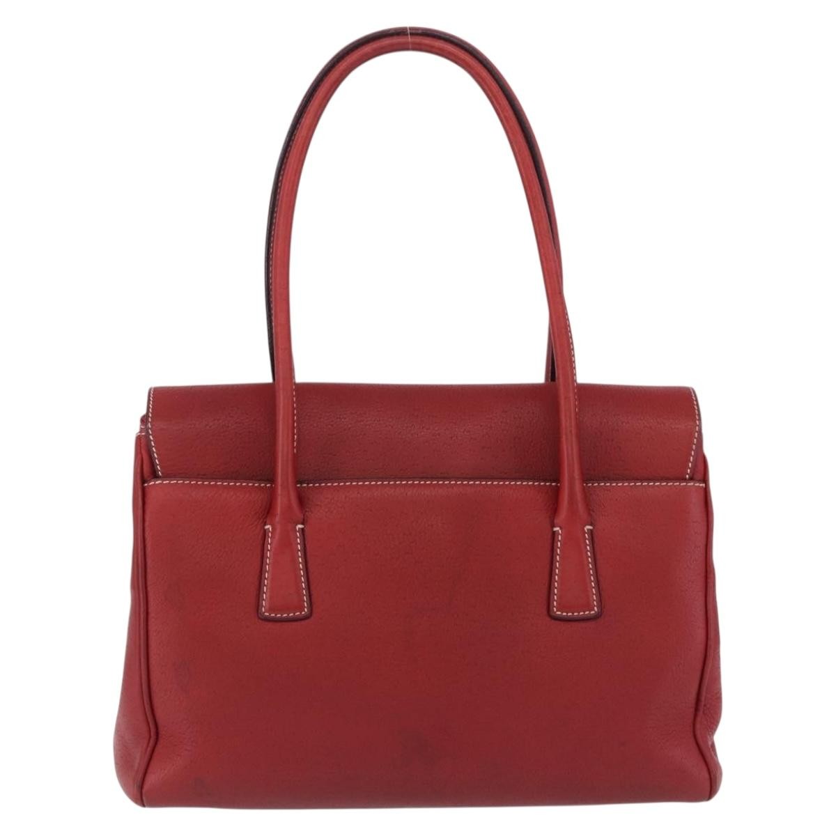 Salvatore Ferragamo Gancini Top Handle Leather Red Leather Handbag (Pre-Owned)