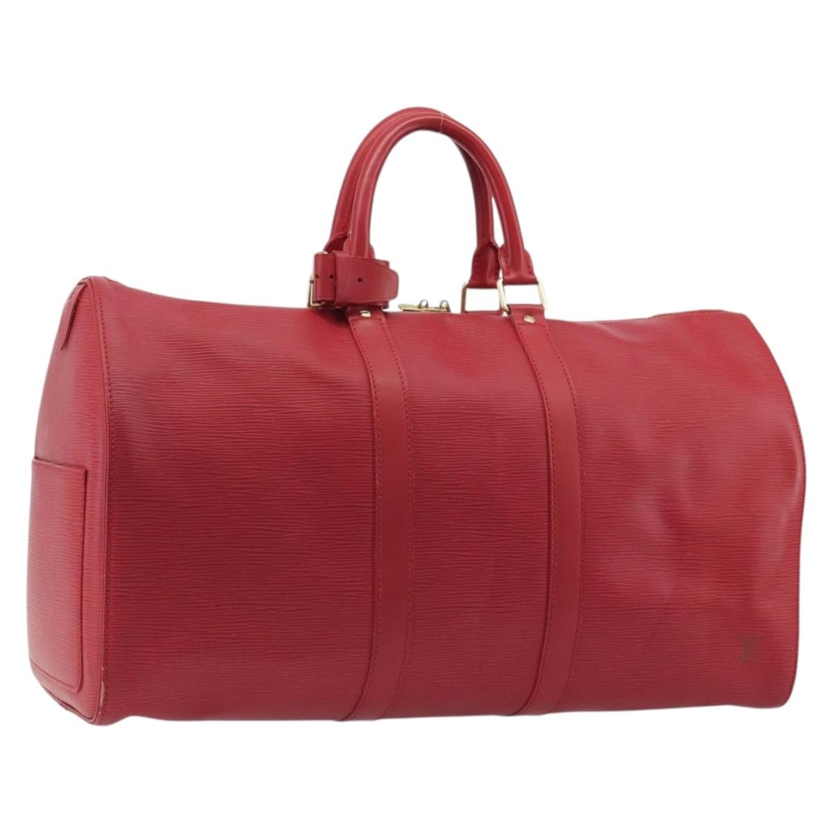 Louis Vuitton Keepall Epi Leather Red Leather Travel Bag Bag (Pre-Owned)
