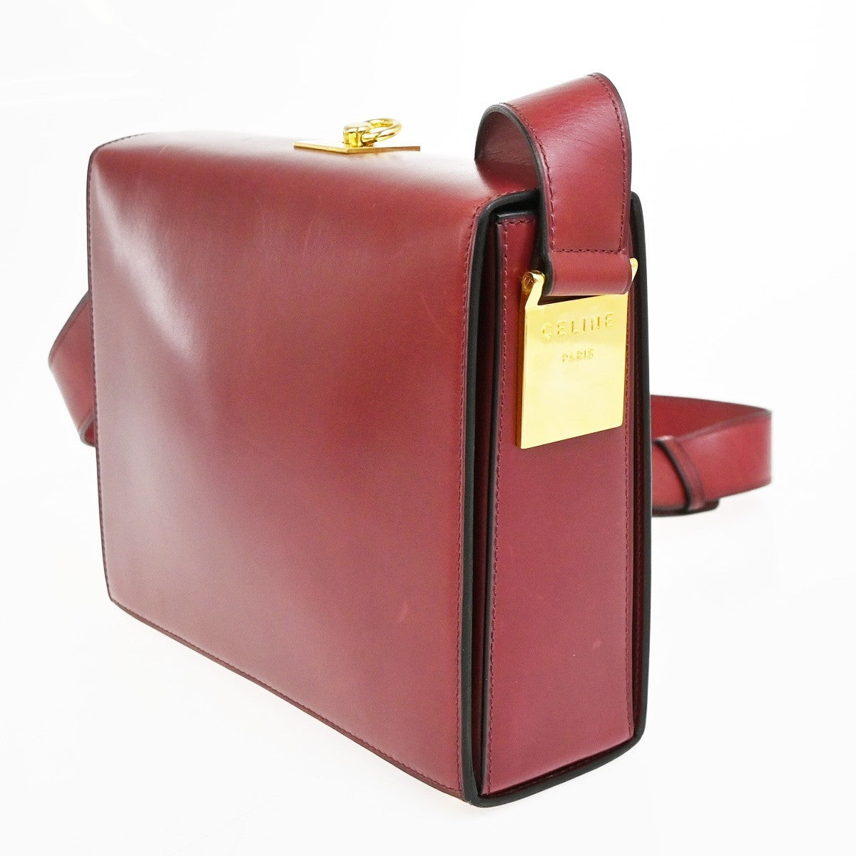 Celine Vintage Leather Red Leather Shoulder Bag Bag (Pre-Owned)