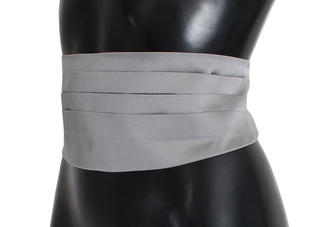 Dolce & Gabbana Gray Waist Belt Silk Men's Cummerbund