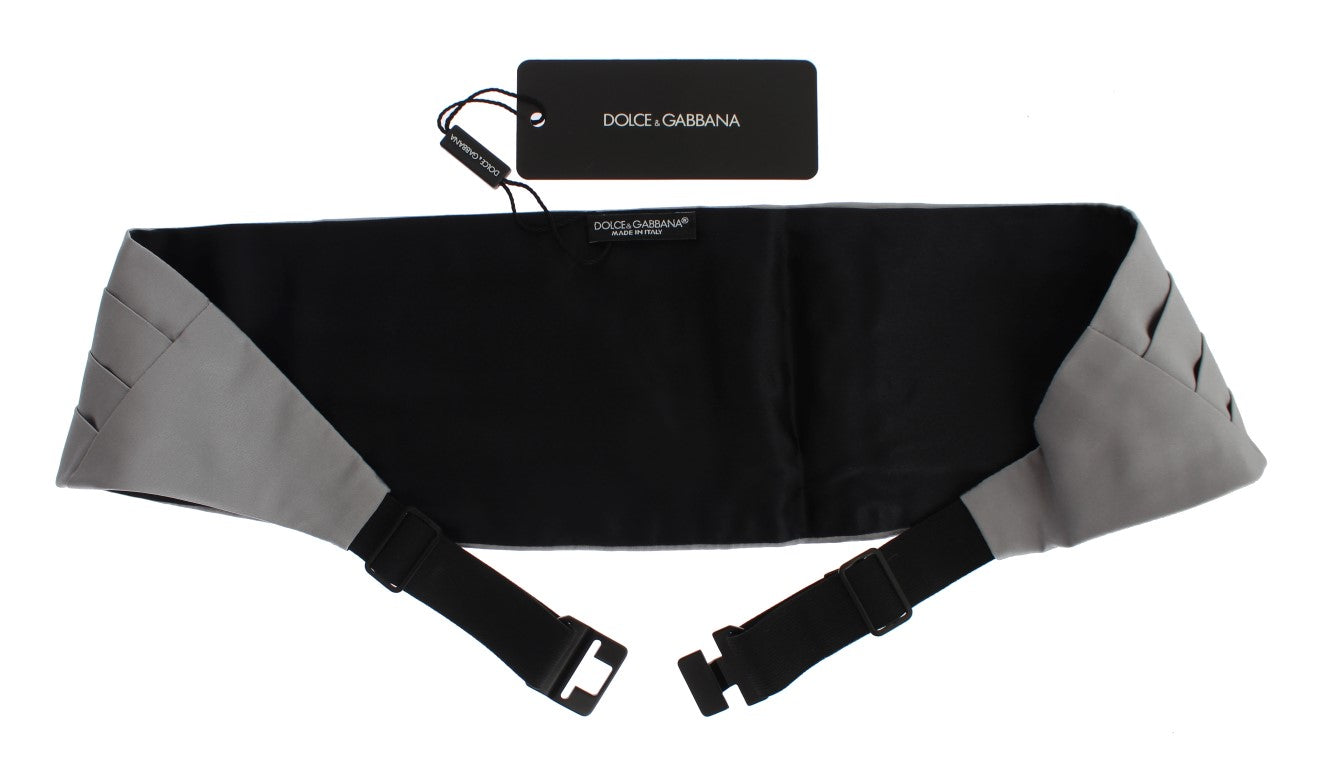 Dolce & Gabbana Gray Waist Belt Silk Men's Cummerbund