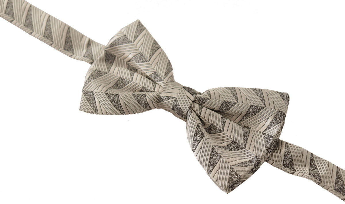 Dolce & Gabbana Gray 100% Silk Adjustable Neck Papillon Bow Men's Tie