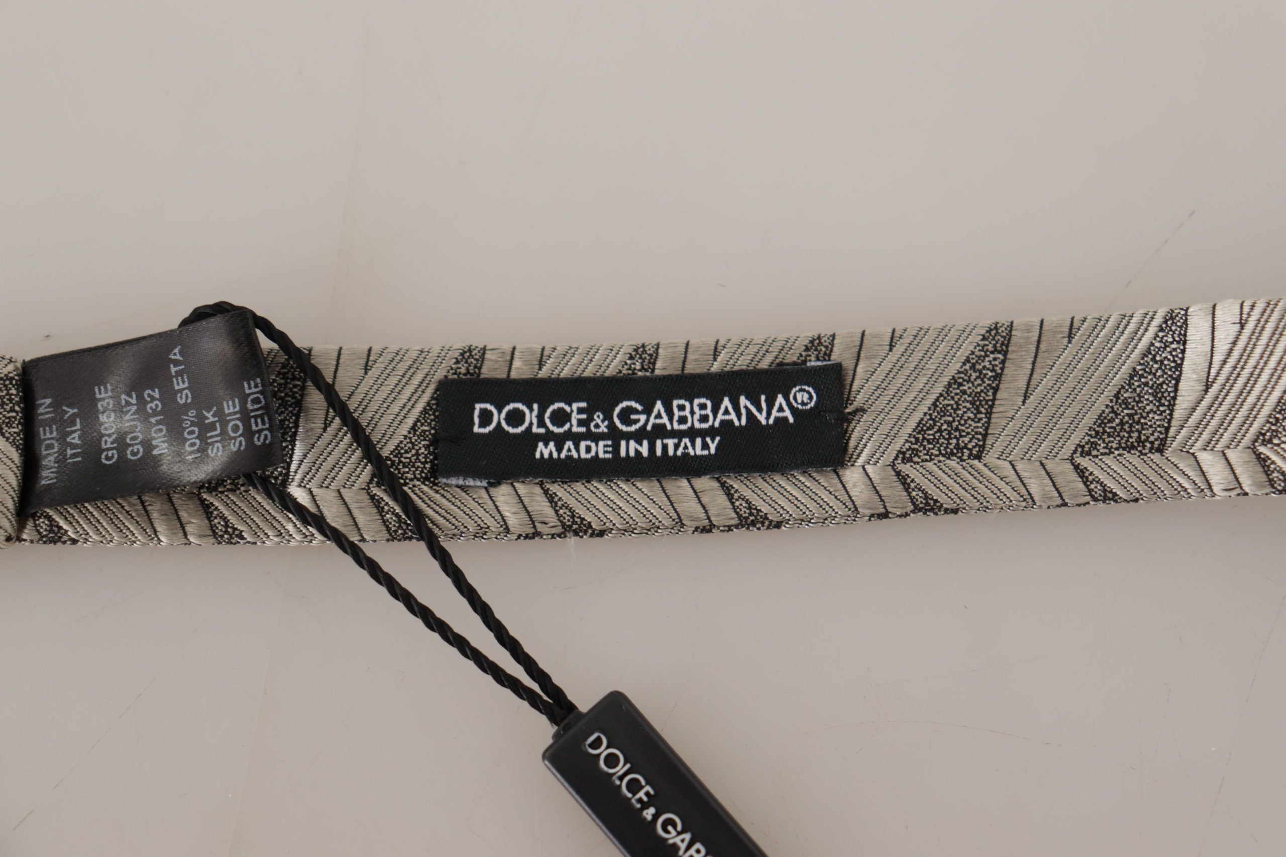 Dolce & Gabbana Gray 100% Silk Adjustable Neck Papillon Bow Men's Tie