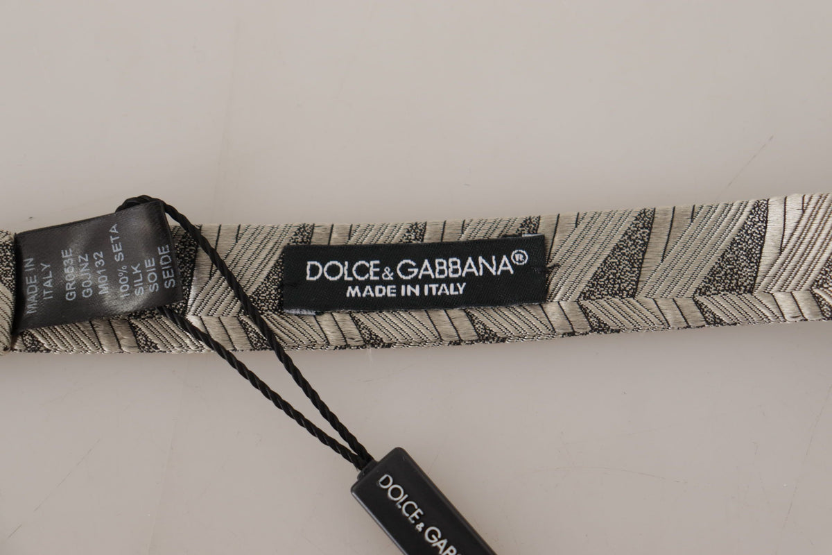 Dolce & Gabbana Gray 100% Silk Adjustable Neck Papillon Bow Men's Tie