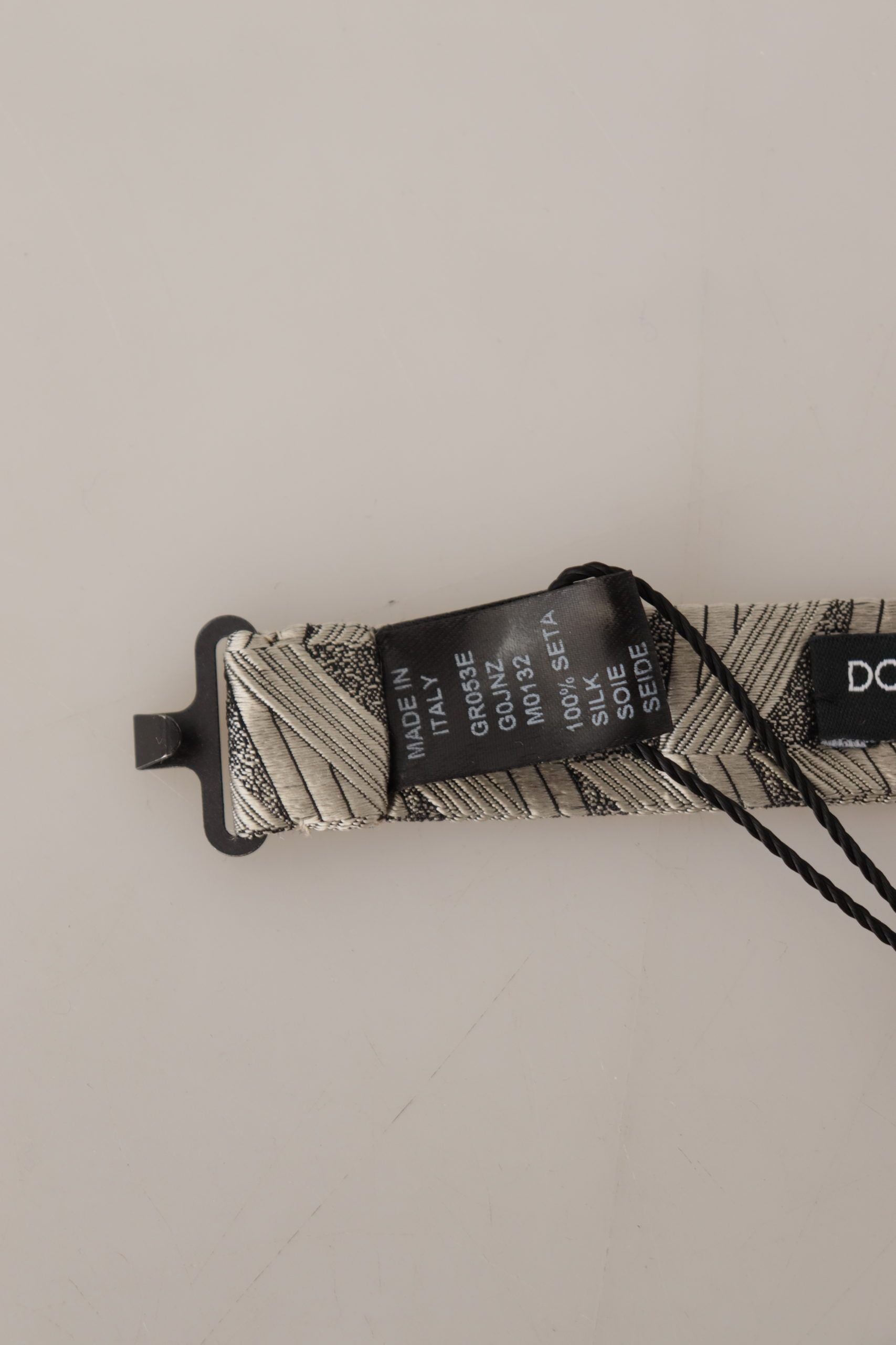 Dolce & Gabbana Gray 100% Silk Adjustable Neck Papillon Bow Men's Tie
