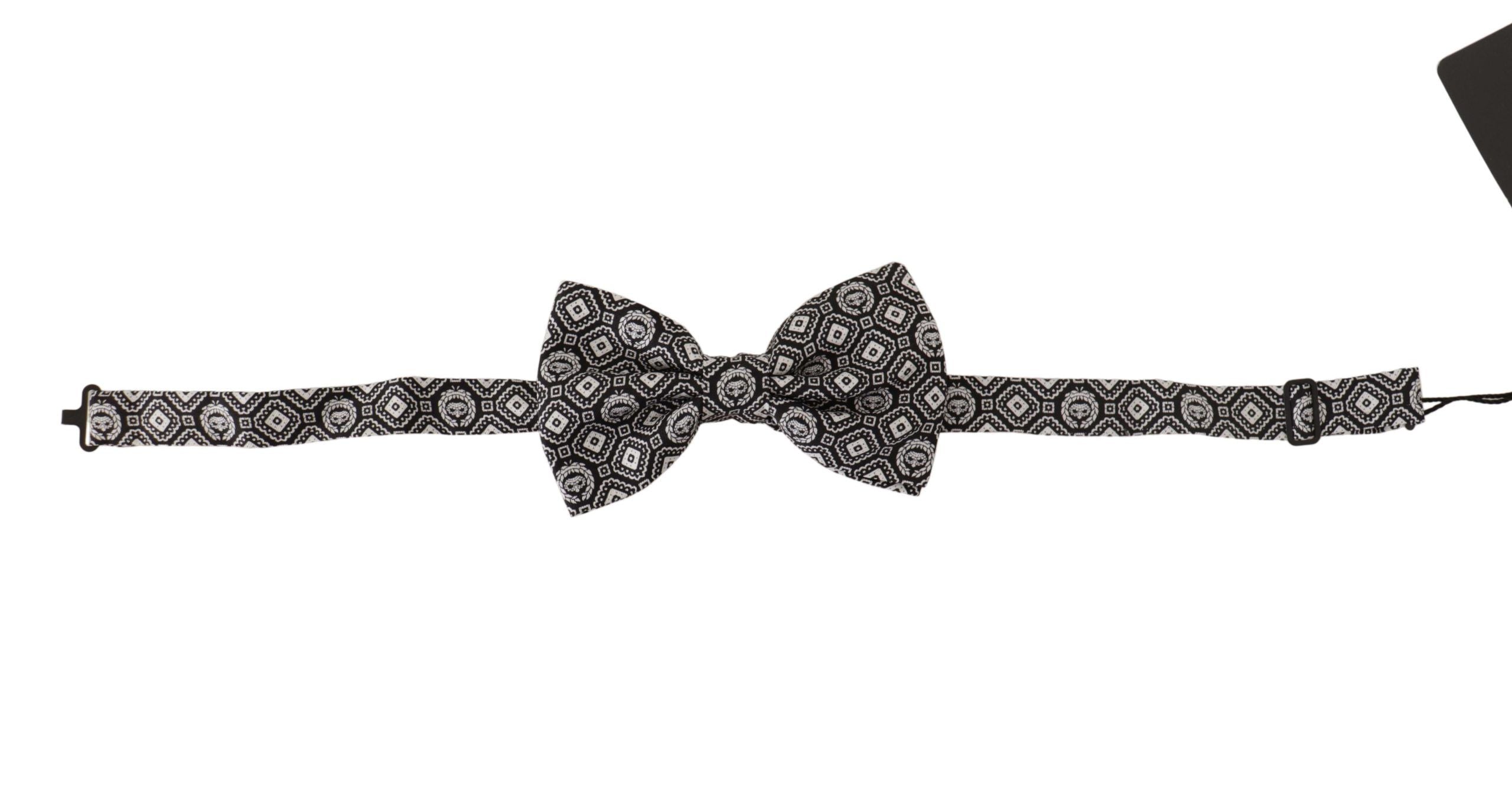 Dolce & Gabbana Black white 100% Silk Adjustable Neck Papillon Men's Tie