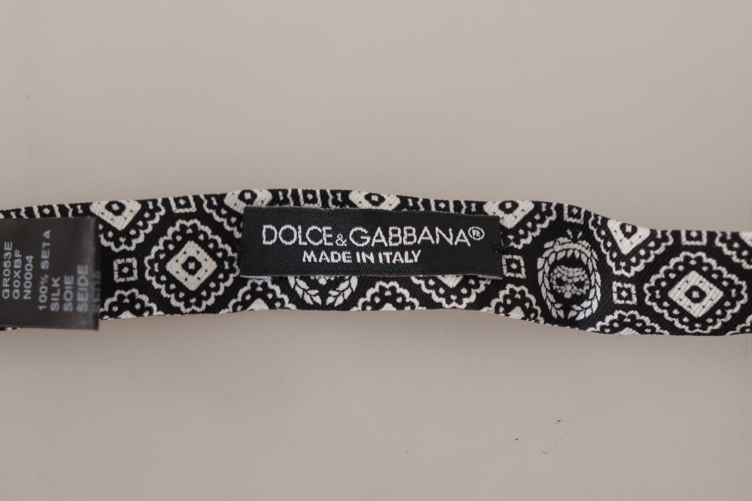 Dolce & Gabbana Black white 100% Silk Adjustable Neck Papillon Men's Tie