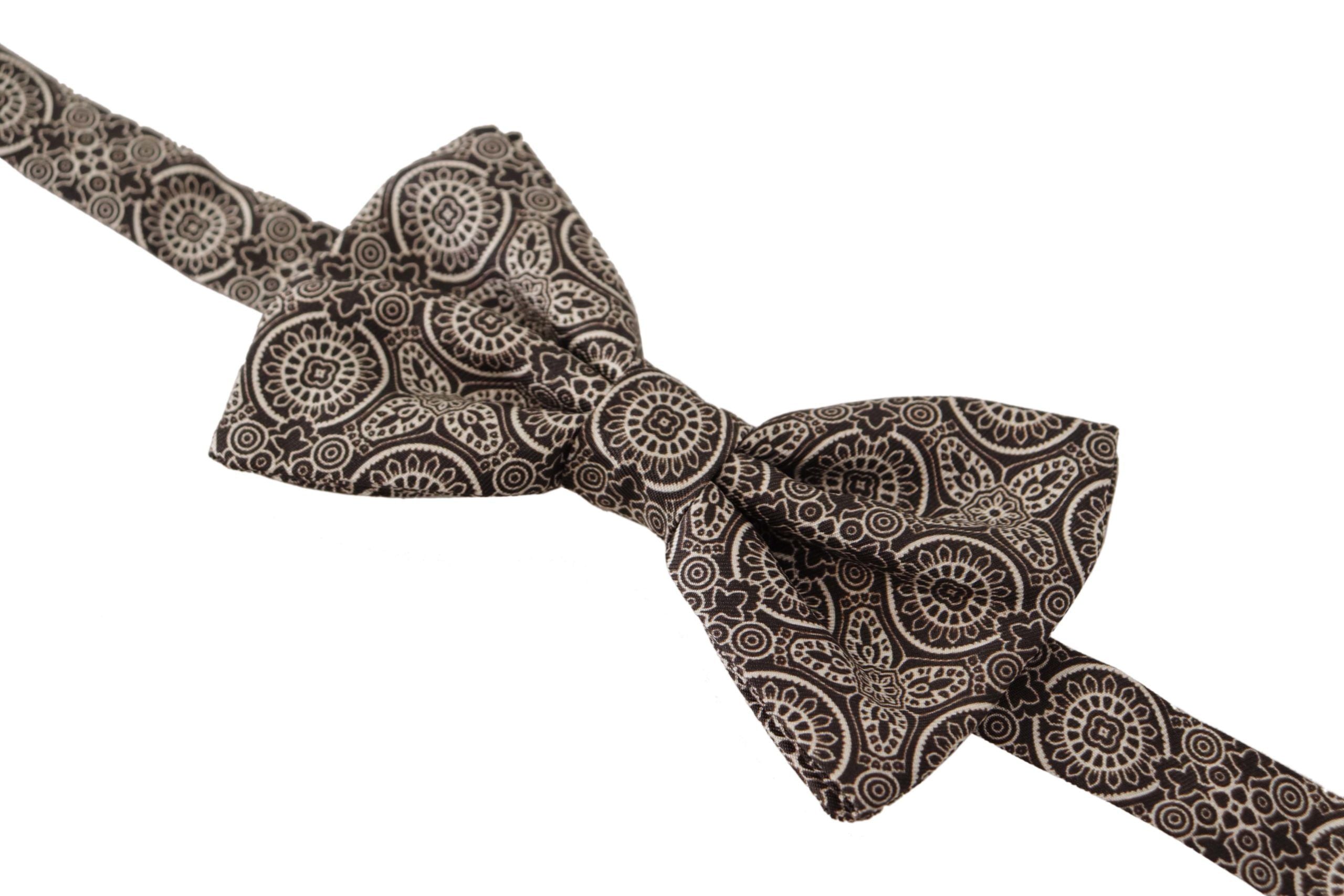 Dolce & Gabbana Elegant Silk Black & White Bow Men's Tie