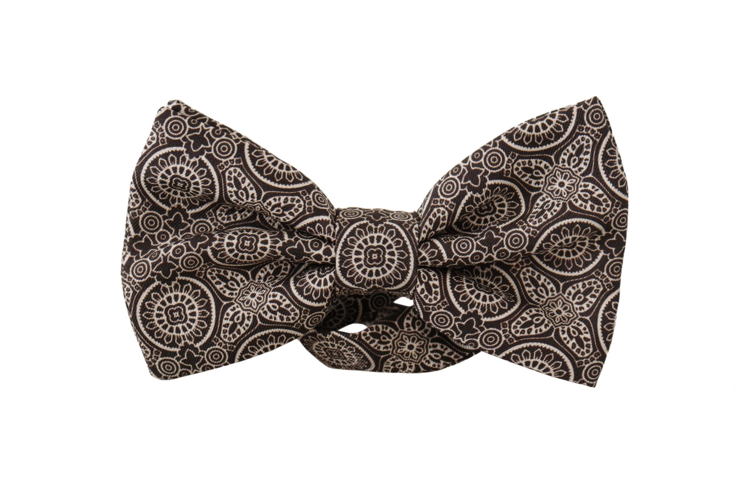 Dolce & Gabbana Black white 100% Silk Adjustable Neck Papillon Men's Tie