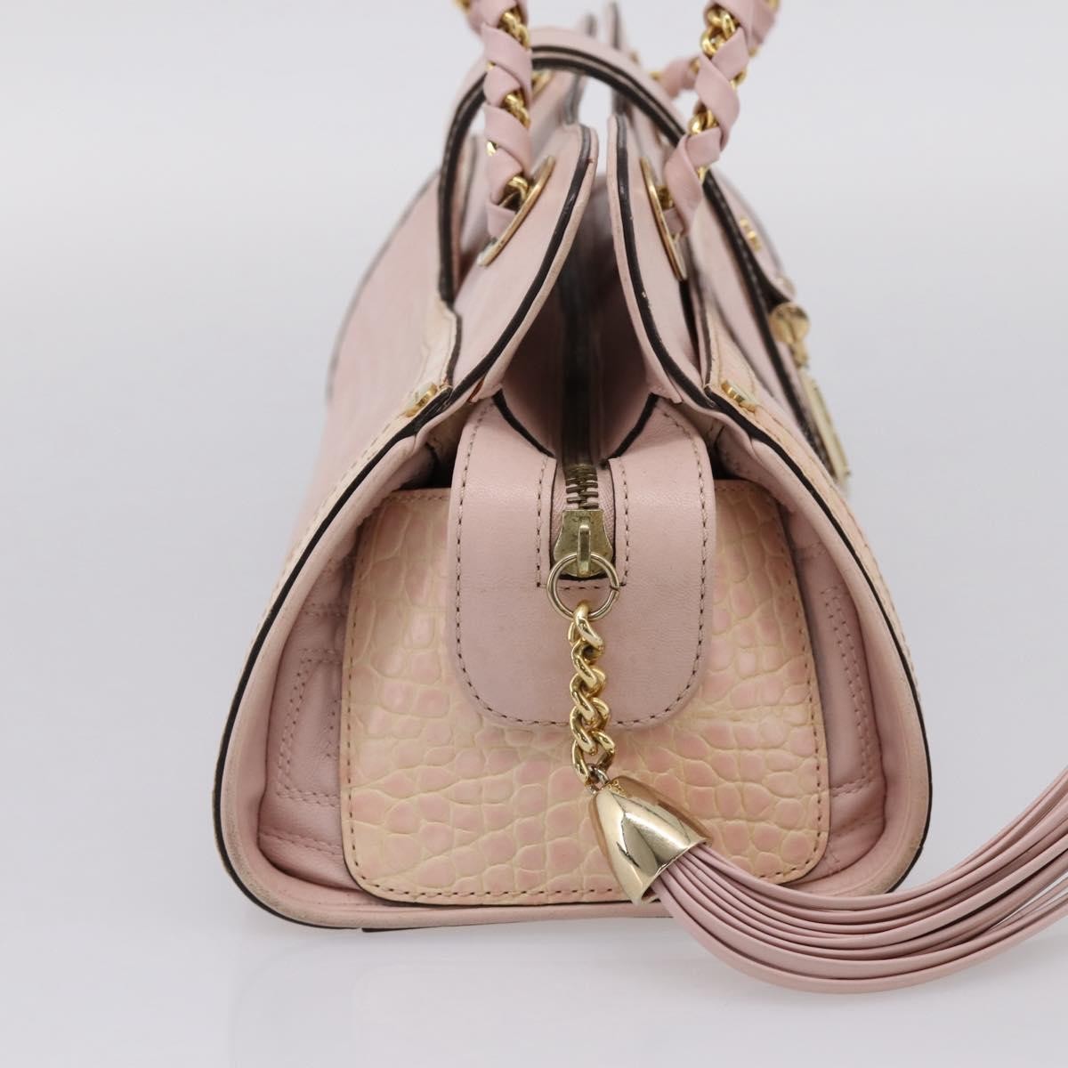 Versace Vintage Tote Leather Pink Leather Tote Bag Bag (Pre-Owned)