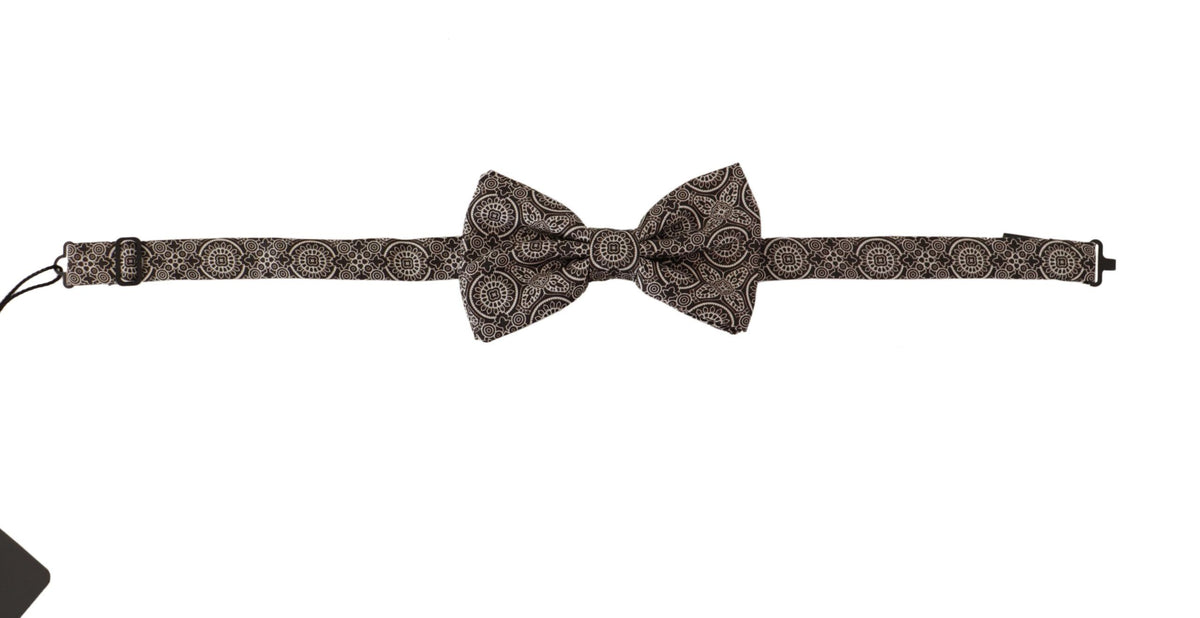 Dolce & Gabbana Black white 100% Silk Adjustable Neck Papillon Men's Tie