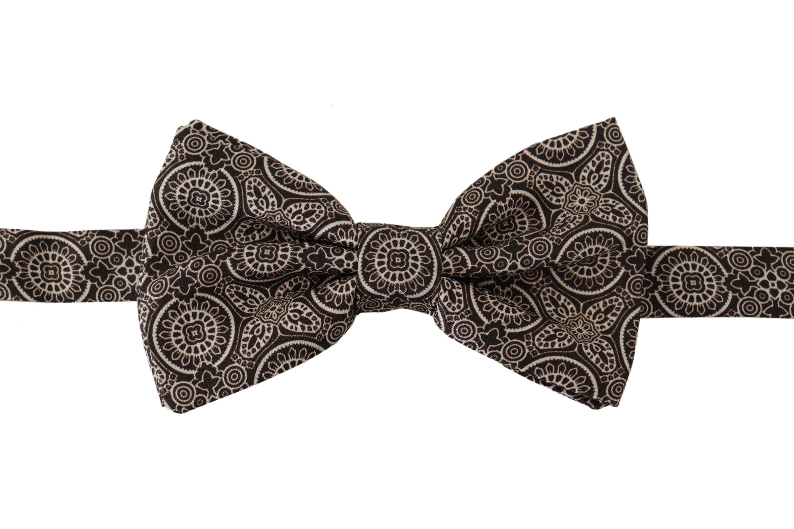 Dolce & Gabbana Black white 100% Silk Adjustable Neck Papillon Men's Tie