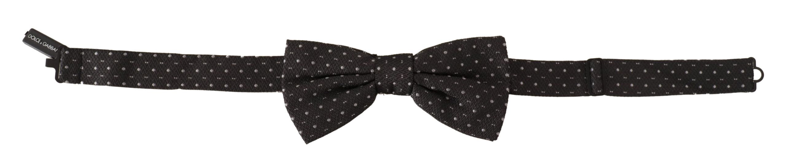 Dolce & Gabbana Dark Gray Polka Dot 100% Silk Neck Papillon Men's Tie