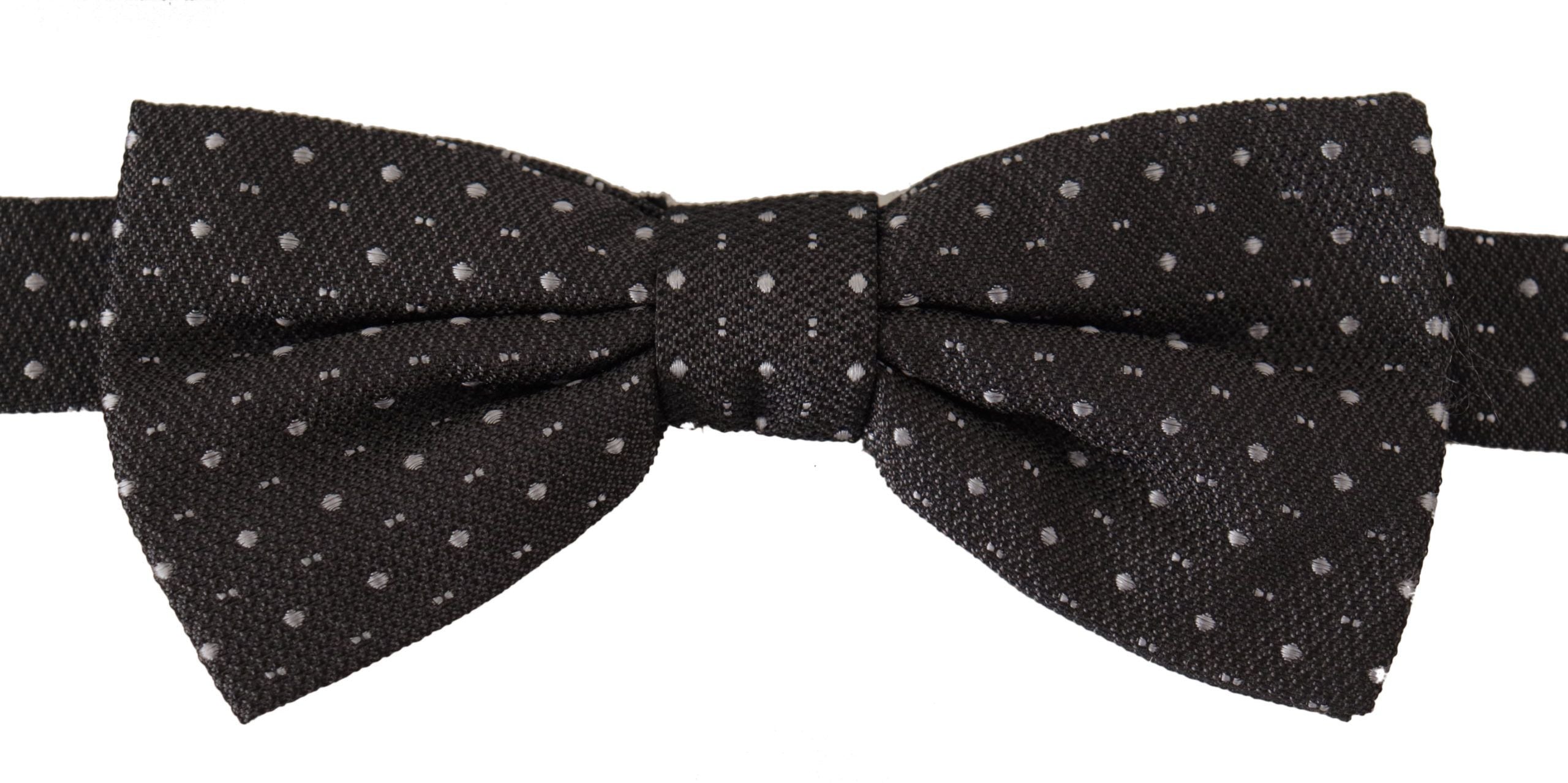 Dolce & Gabbana Dark Gray Polka Dot 100% Silk Neck Papillon Men's Tie