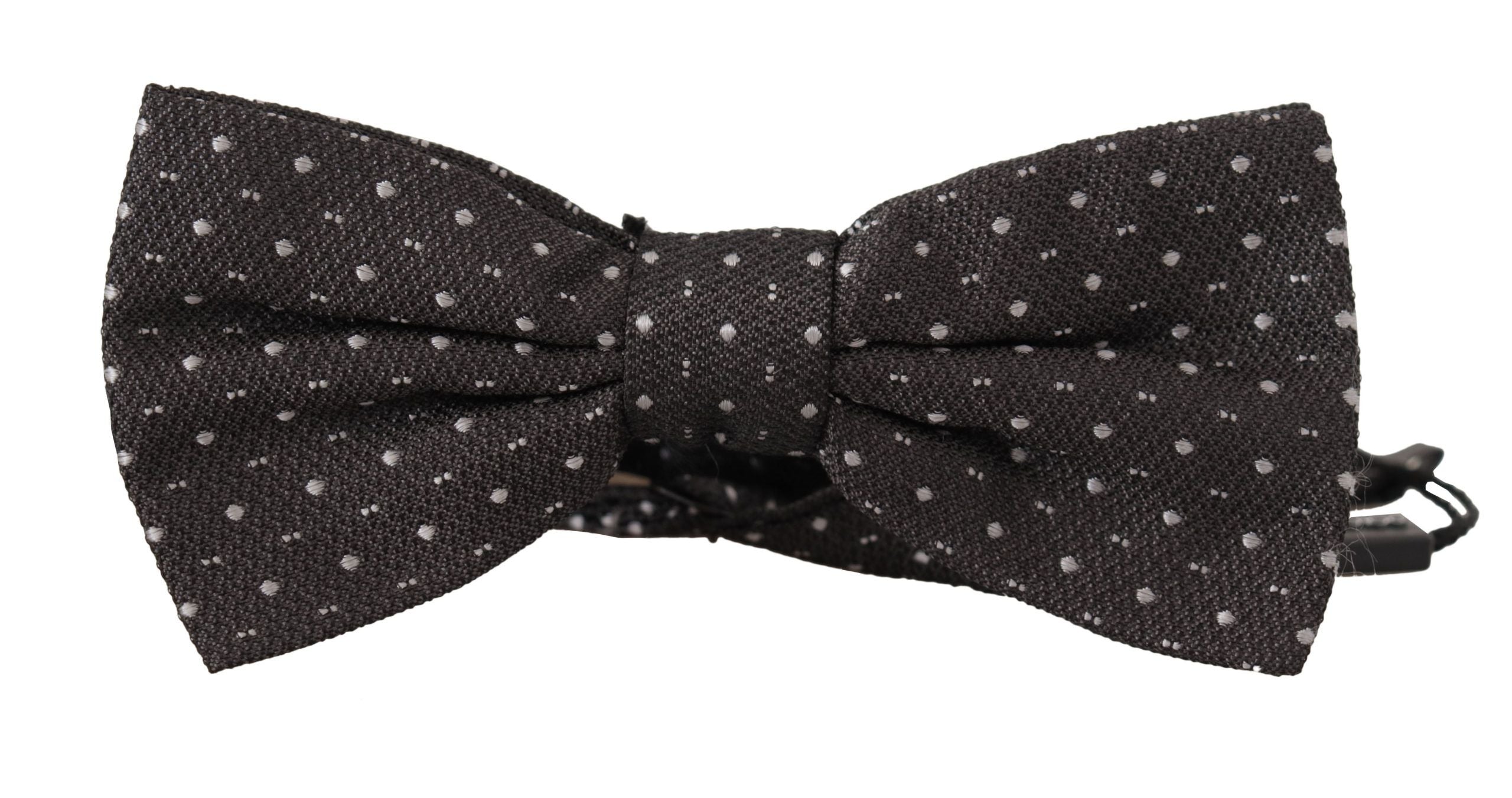 Dolce & Gabbana Dark Gray Polka Dot 100% Silk Neck Papillon Men's Tie