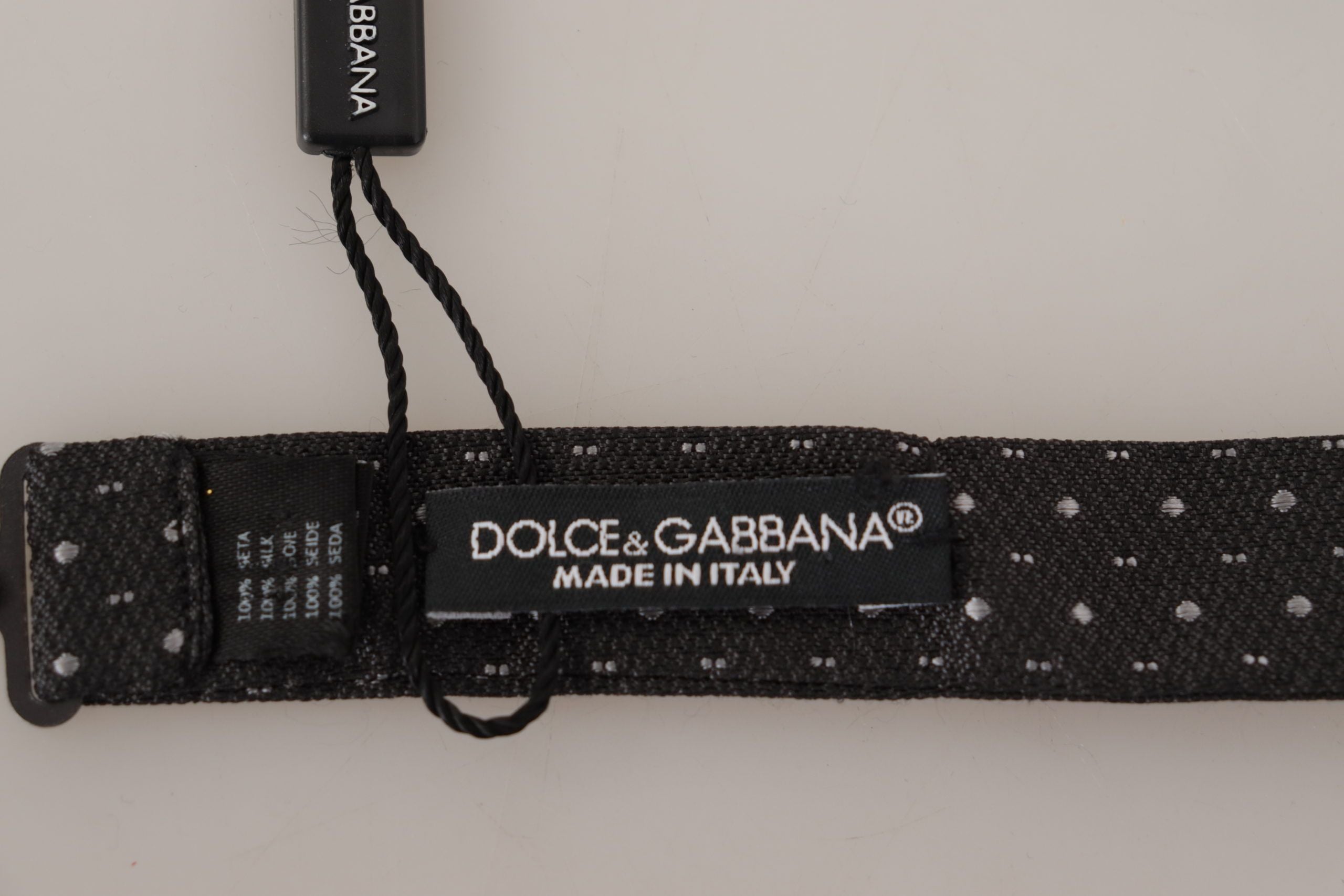 Dolce & Gabbana Gray Polka Dot 100% Silk Neck Papillon Men's Tie