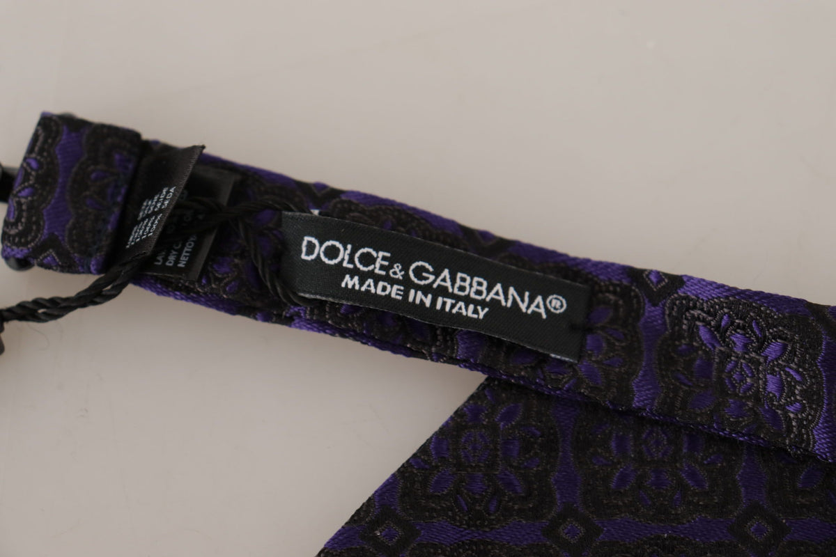 Dolce & Gabbana Blue Geometric Silk Adjustable Neck Papillon Men's Tie