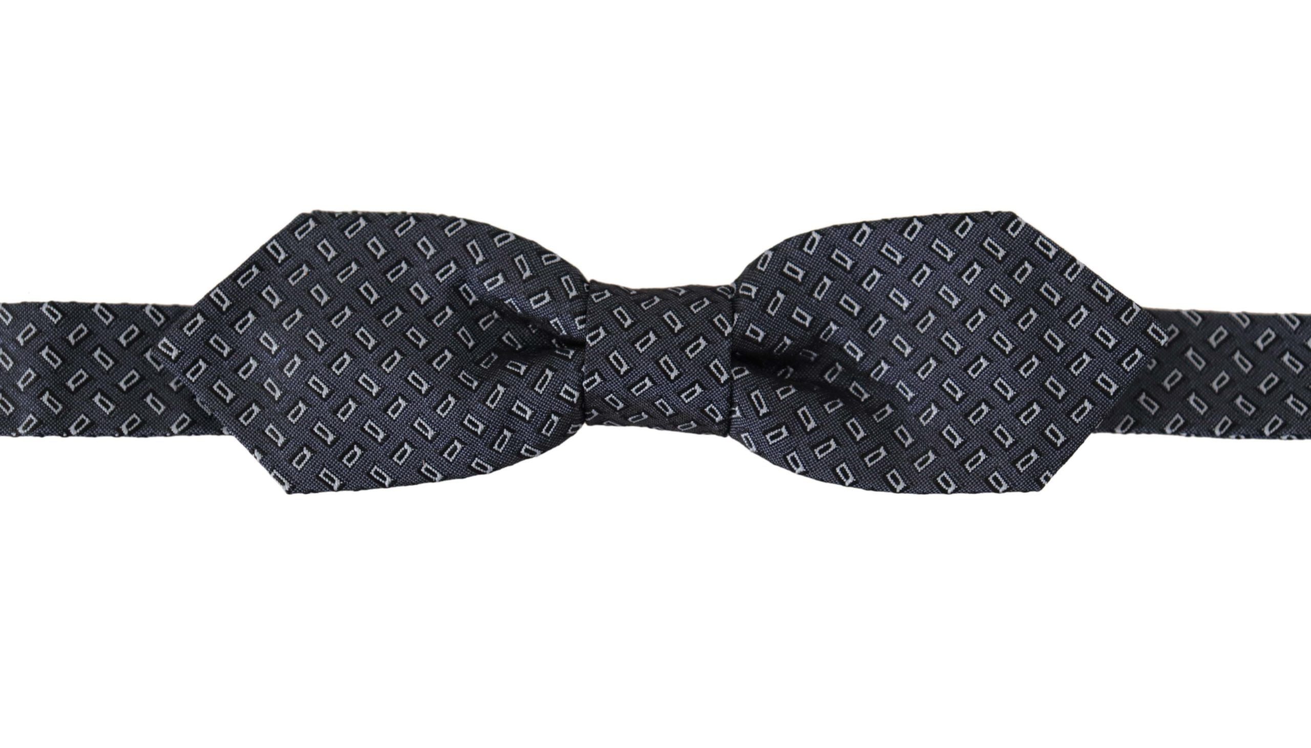 Dolce & Gabbana Blue Gray Polka Dot 100% Silk Neck Papillon Men's Tie