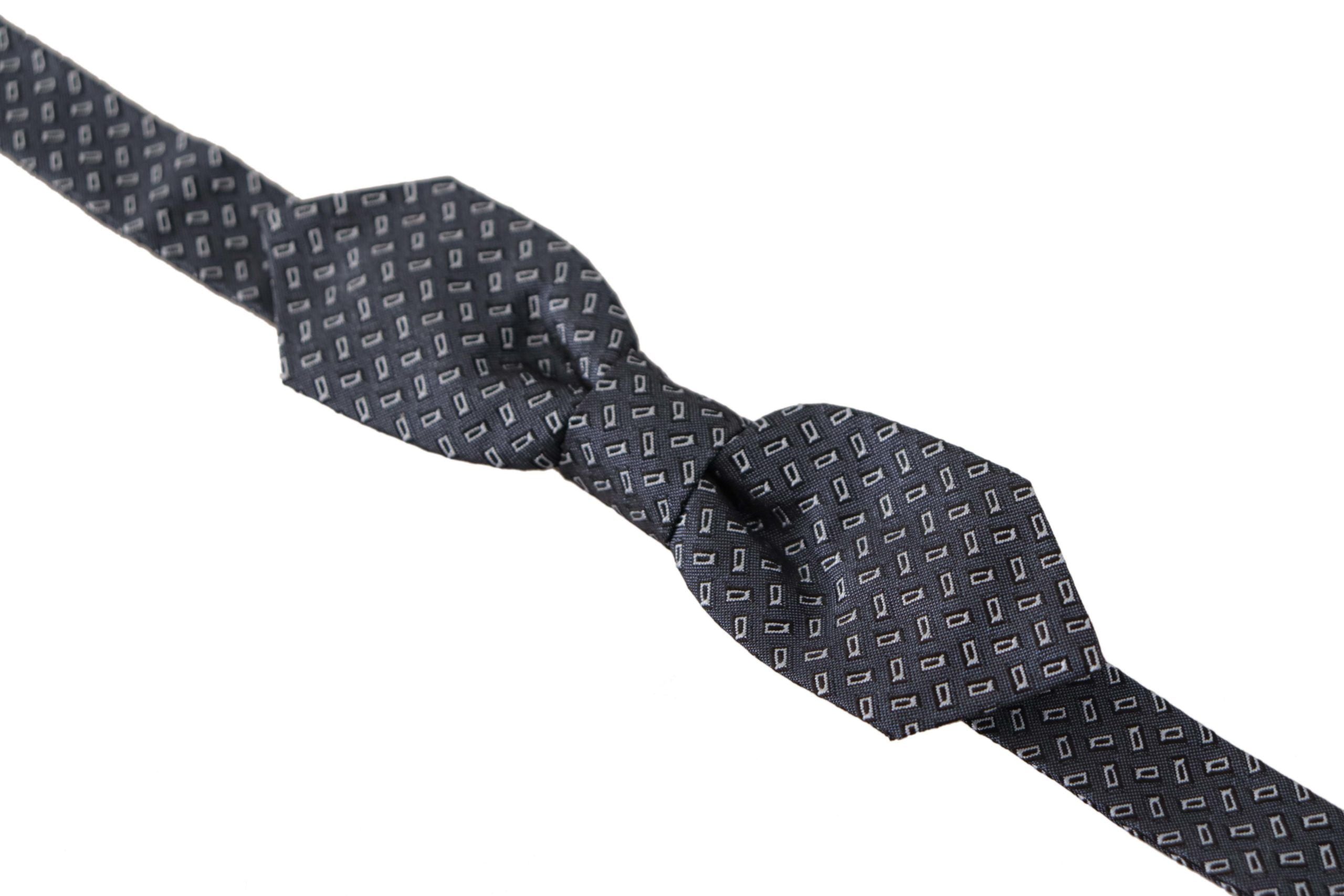 Dolce & Gabbana Blue Gray Polka Dot 100% Silk Neck Papillon Men's Tie