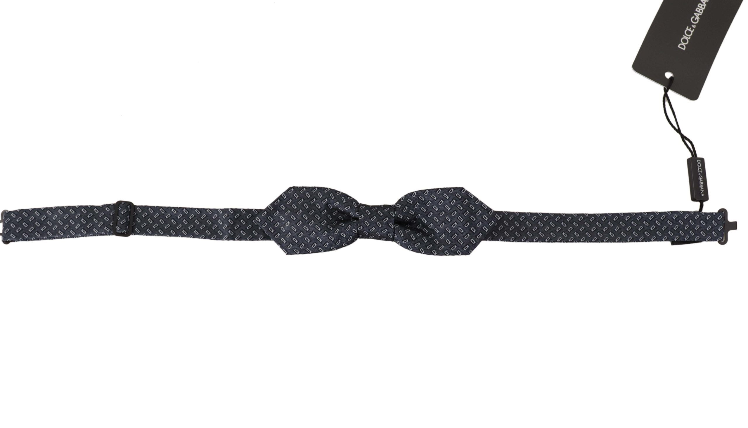 Dolce & Gabbana Blue Gray Polka Dot 100% Silk Neck Papillon Men's Tie