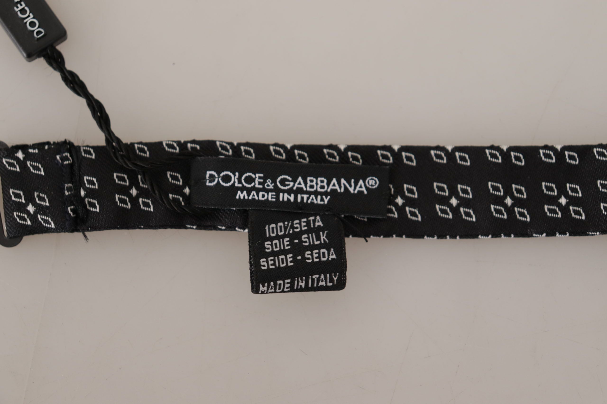 Dolce & Gabbana Dark Gray White Polka Dot 100% Silk Neck Papillon Men's Tie