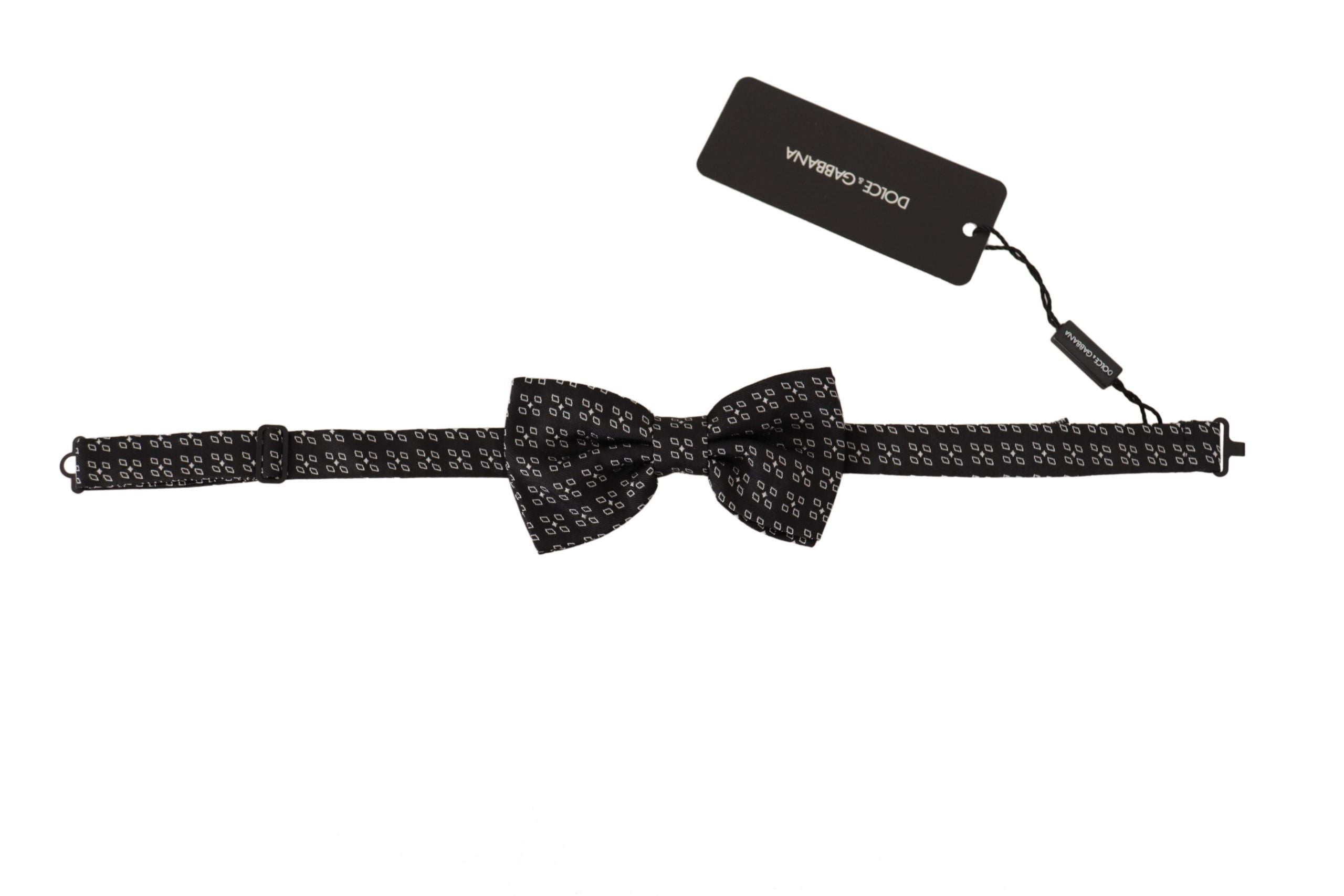 Dolce & Gabbana Dark Gray White Polka Dot 100% Silk Neck Papillon Men's Tie