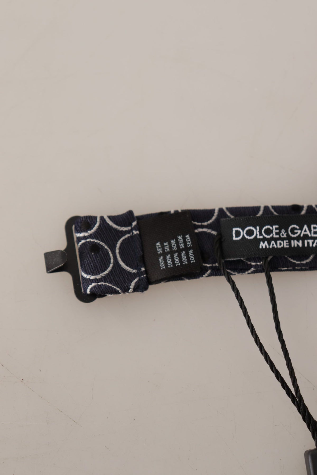 Dolce & Gabbana Dark Gray White Round 100% Silk Neck Papillon Men's Tie