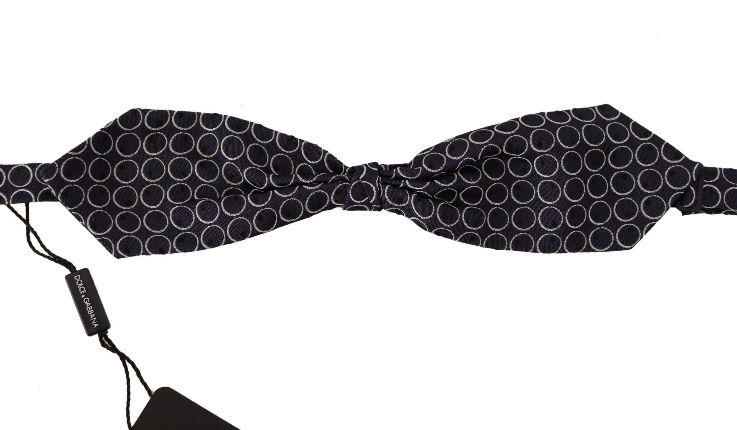Dolce & Gabbana Black White Round 100% Silk Neck Papillon Men's Tie