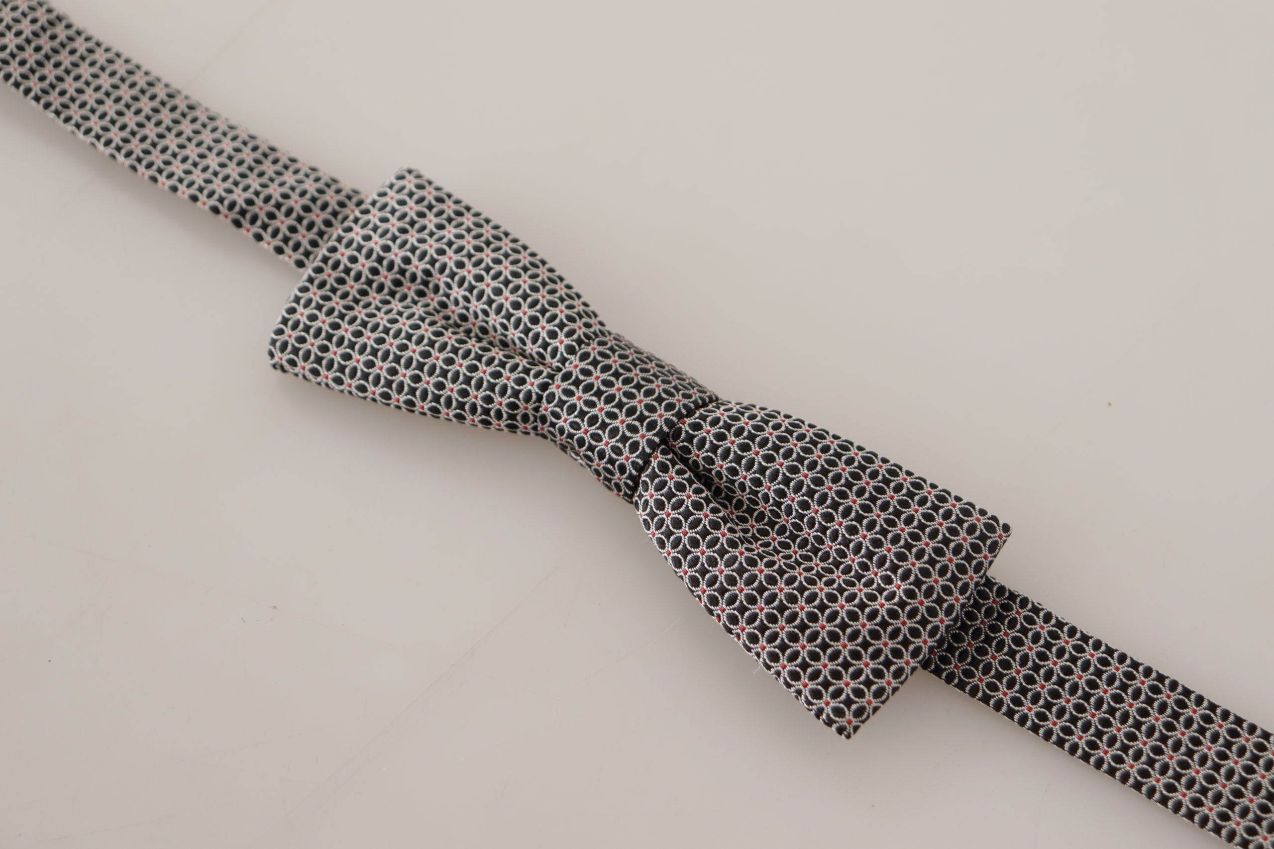 Dolce & Gabbana Black White Flower Pattern Silk Neck Papillon Men's Tie