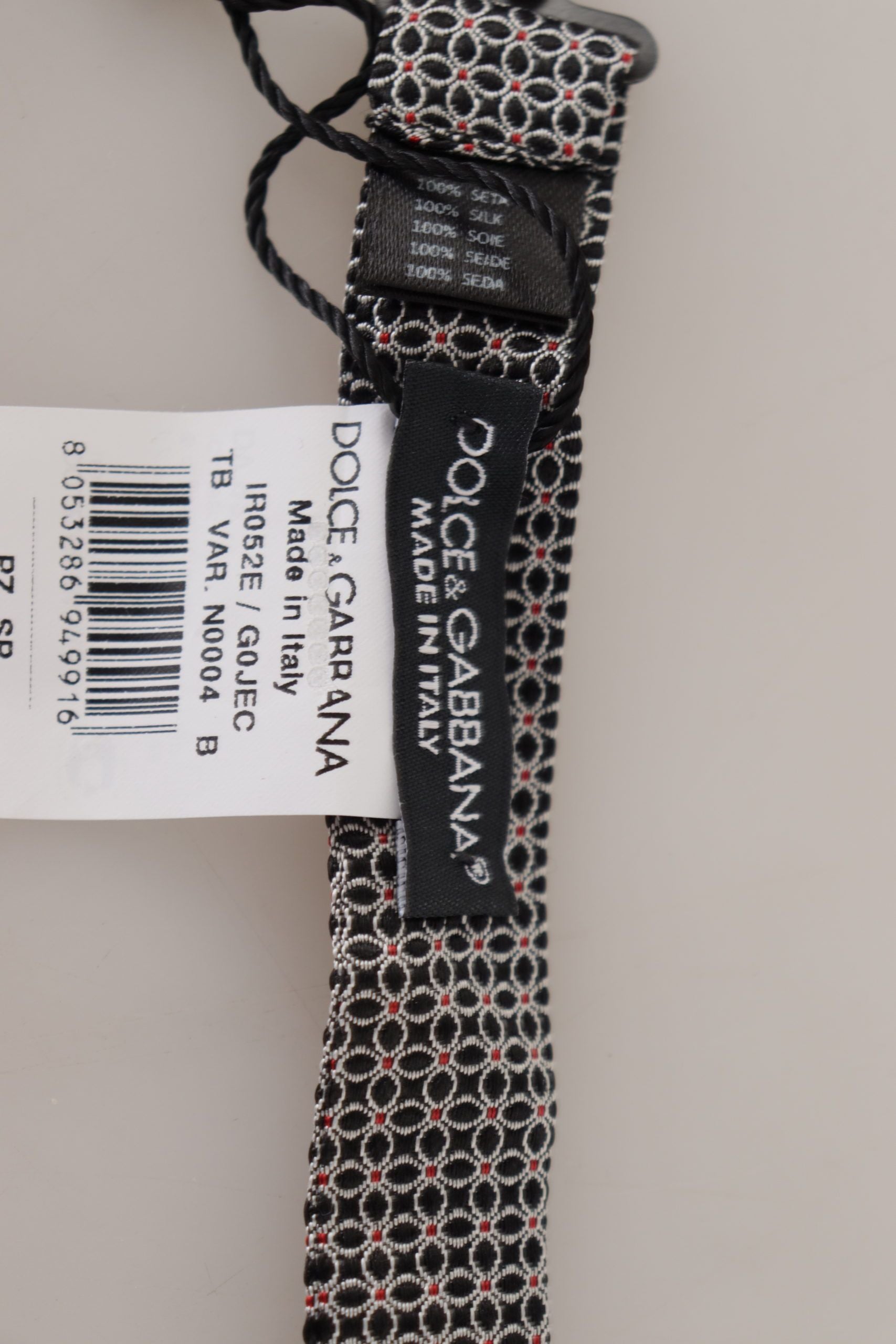 Dolce & Gabbana Black White Flower Pattern Silk Neck Papillon Men's Tie