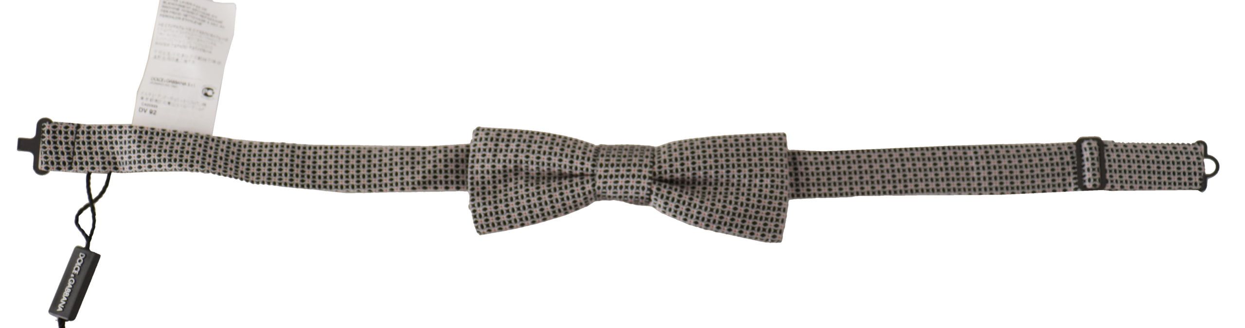 Dolce & Gabbana Black White Flower Pattern Silk Neck Papillon Men's Tie
