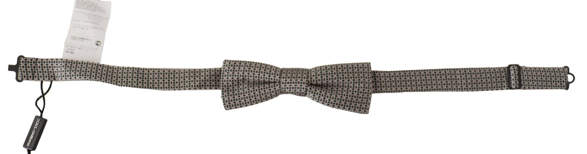 Dolce & Gabbana Black White Flower Pattern Silk Neck Papillon Men's Tie