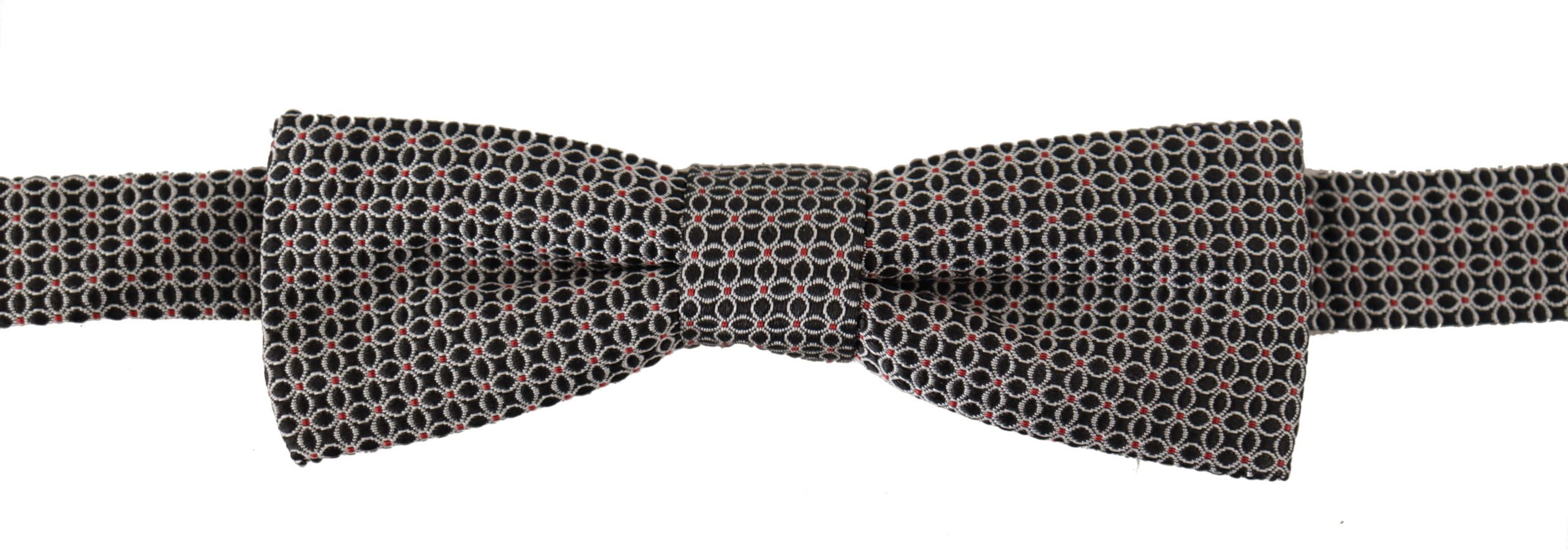 Dolce & Gabbana Black White Flower Pattern Silk Neck Papillon Men's Tie