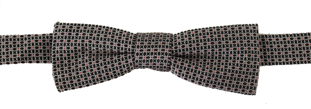 Dolce & Gabbana Black White Flower Pattern Silk Neck Papillon Men's Tie