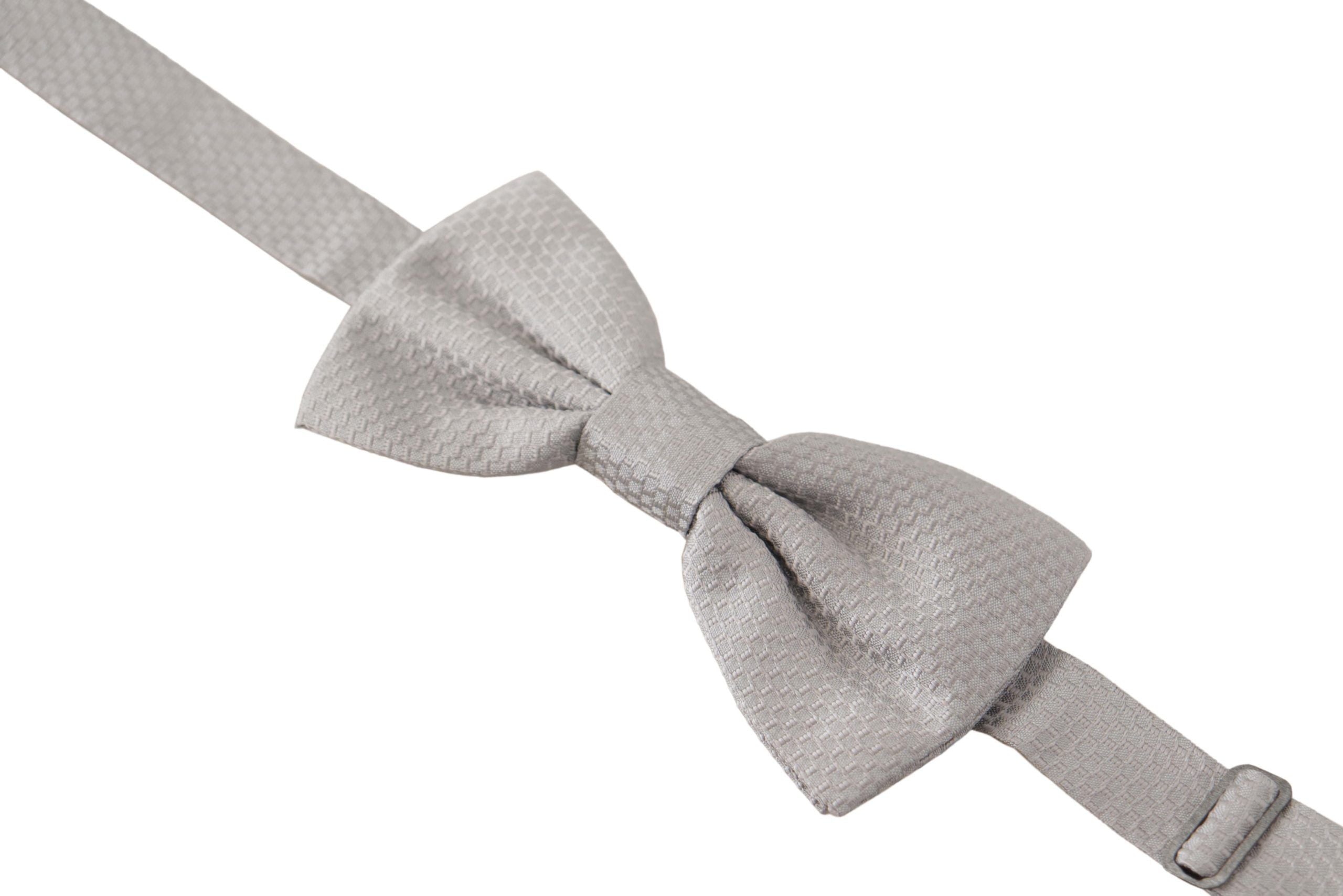 Dolce & Gabbana Gray 100% Silk Adjustable Neck Papillon Men's Tie