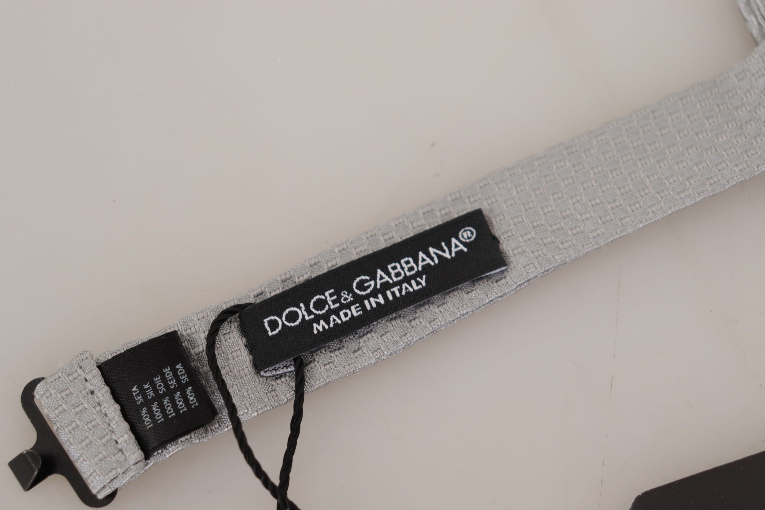 Dolce & Gabbana Gray 100% Silk Adjustable Neck Papillon Men's Tie