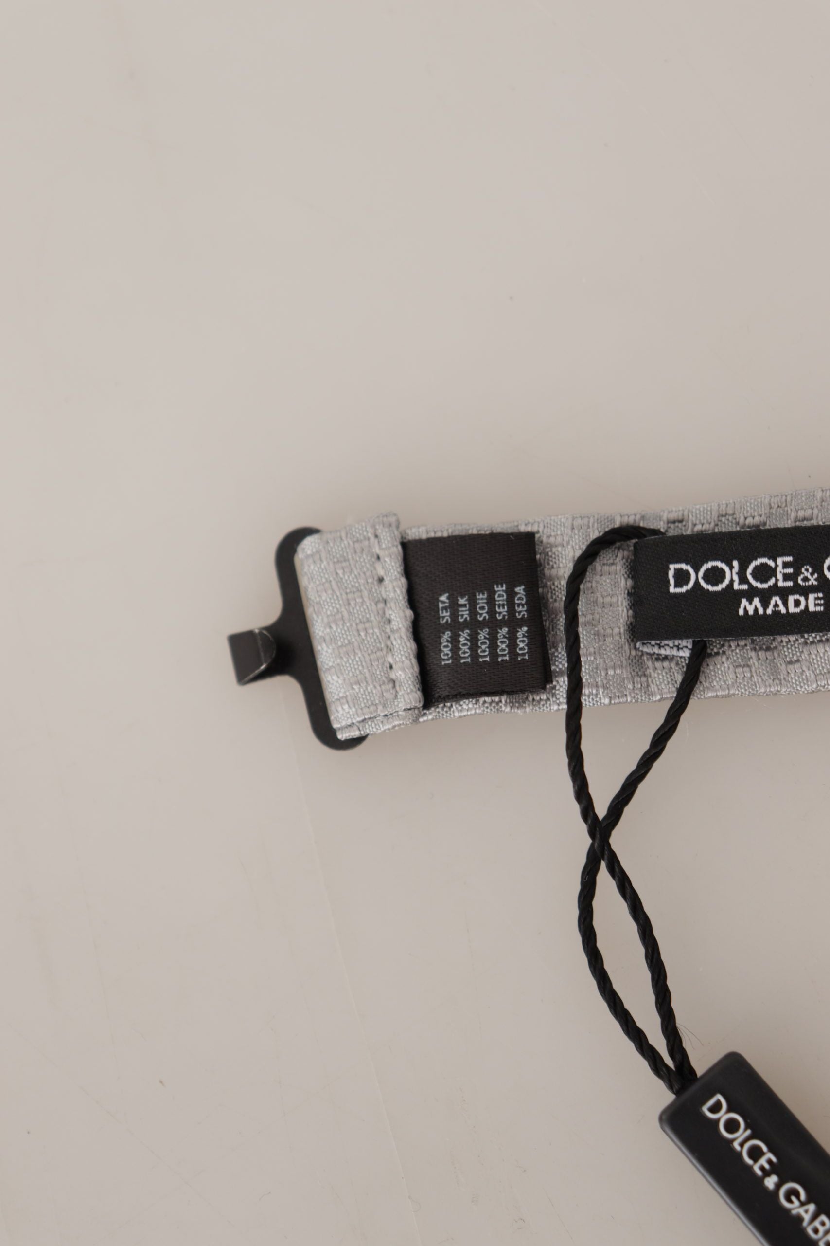 Dolce & Gabbana Gray 100% Silk Adjustable Neck Papillon Men's Tie