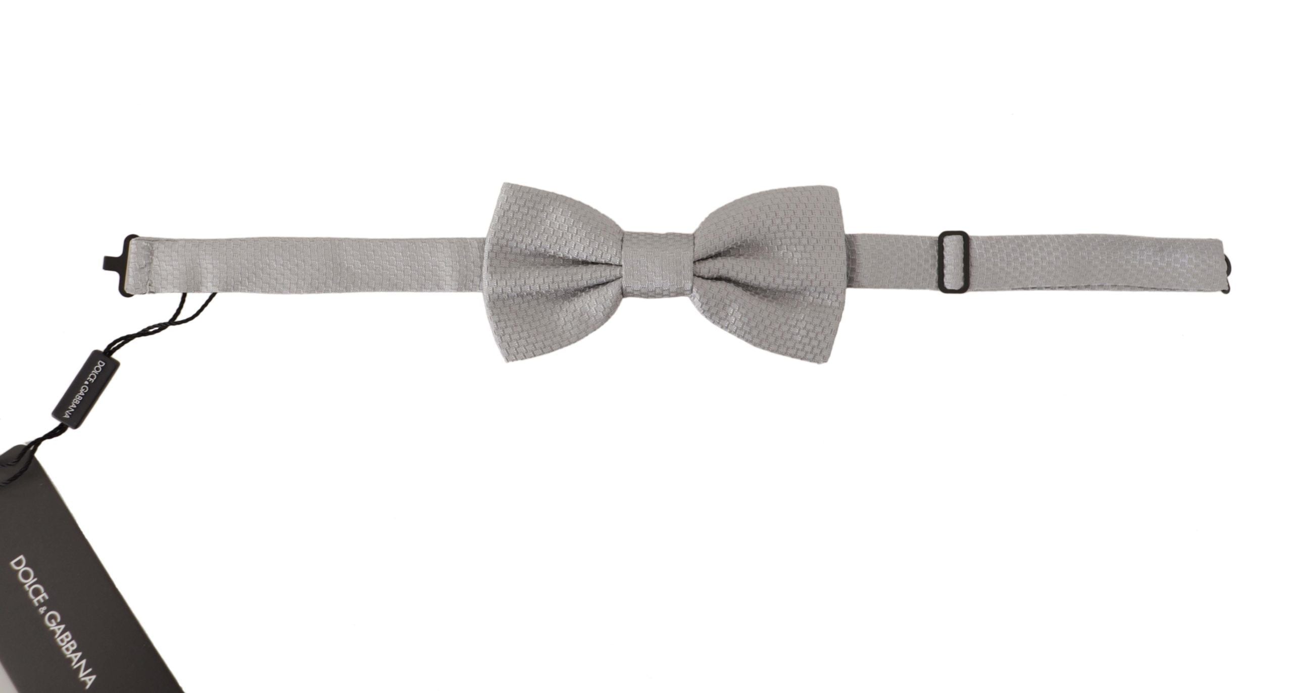 Dolce & Gabbana Gray 100% Silk Adjustable Neck Papillon Men's Tie