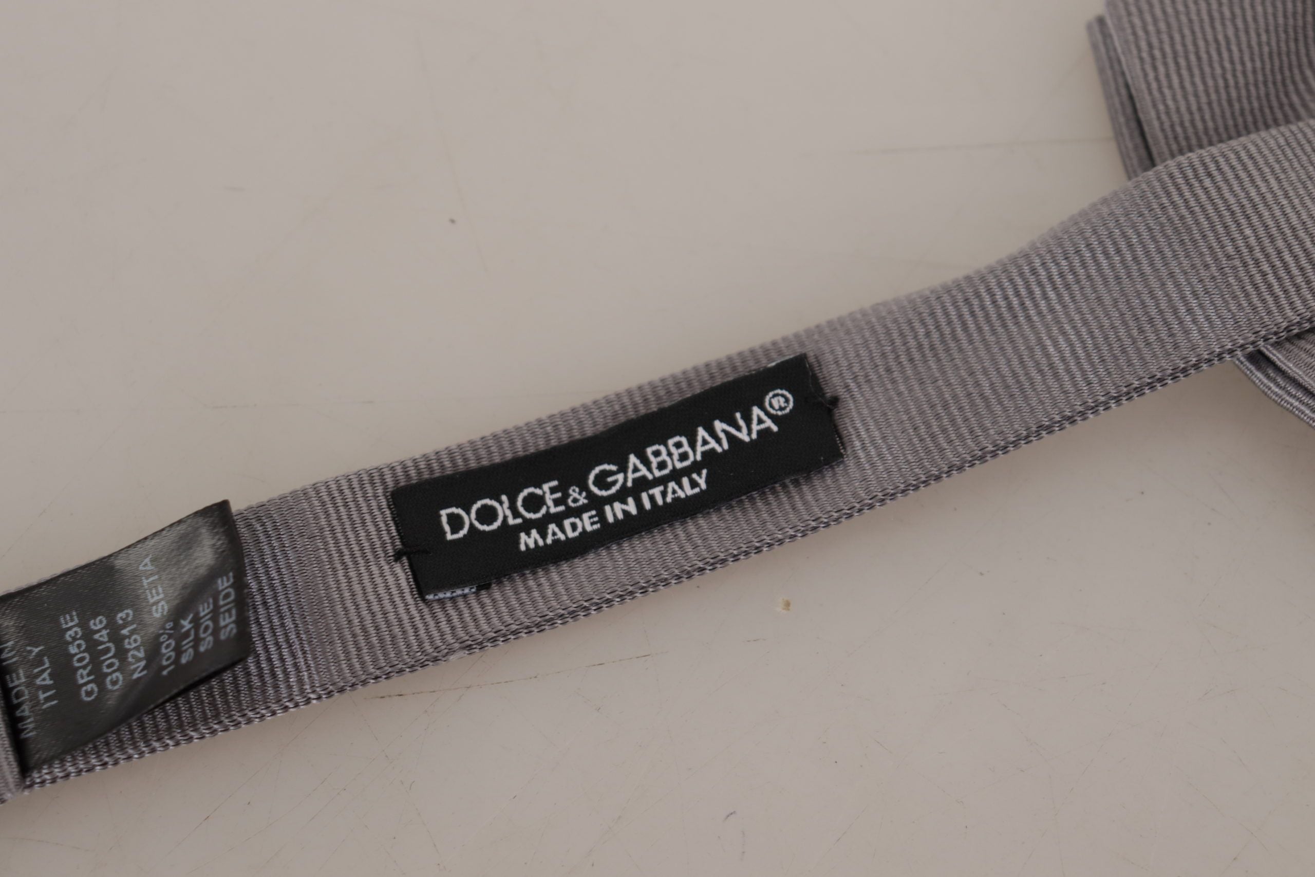 Dolce & Gabbana Gray 100% Silk Adjustable Neck Papillon Men's Tie