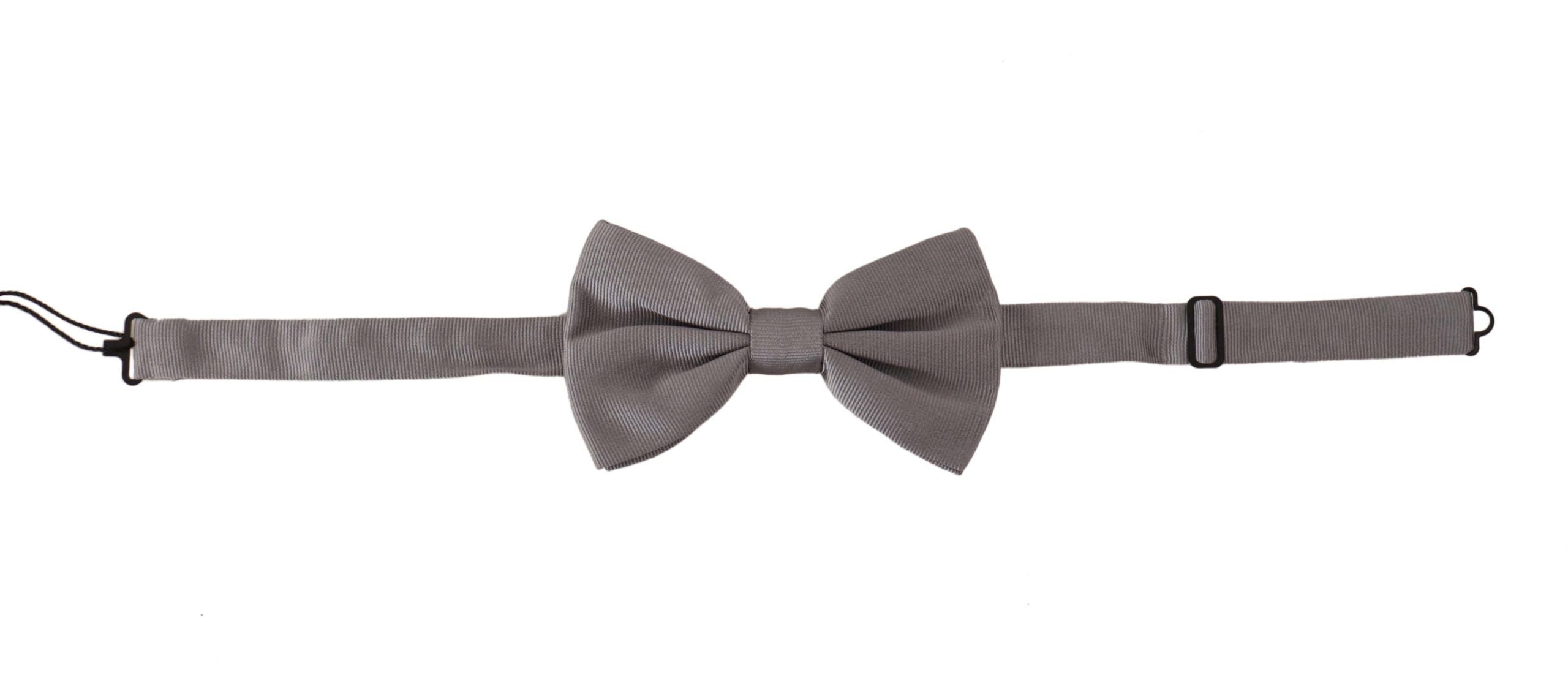 Dolce & Gabbana Gray 100% Silk Adjustable Neck Papillon Men's Tie
