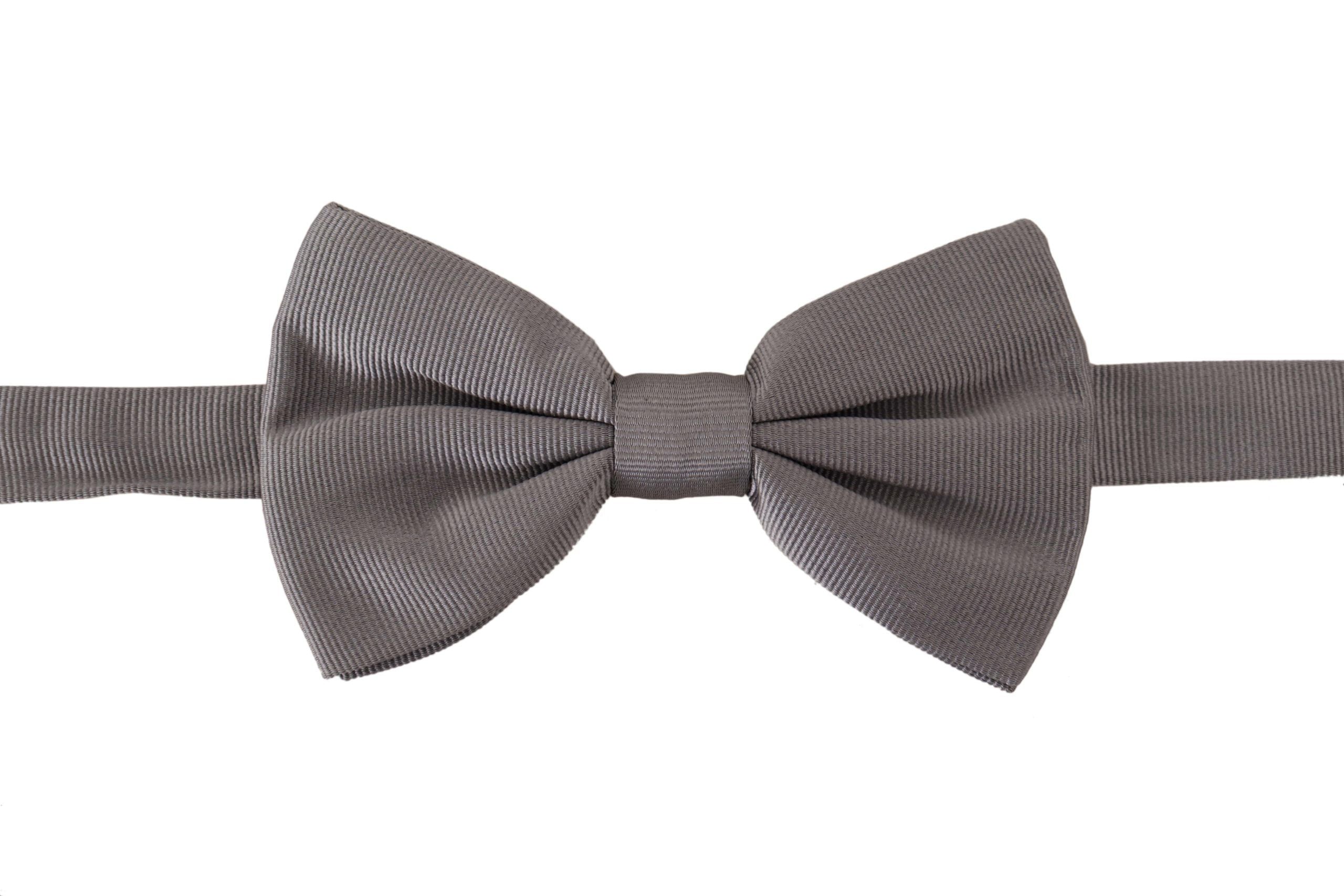 Dolce & Gabbana Gray 100% Silk Adjustable Neck Papillon Men's Tie